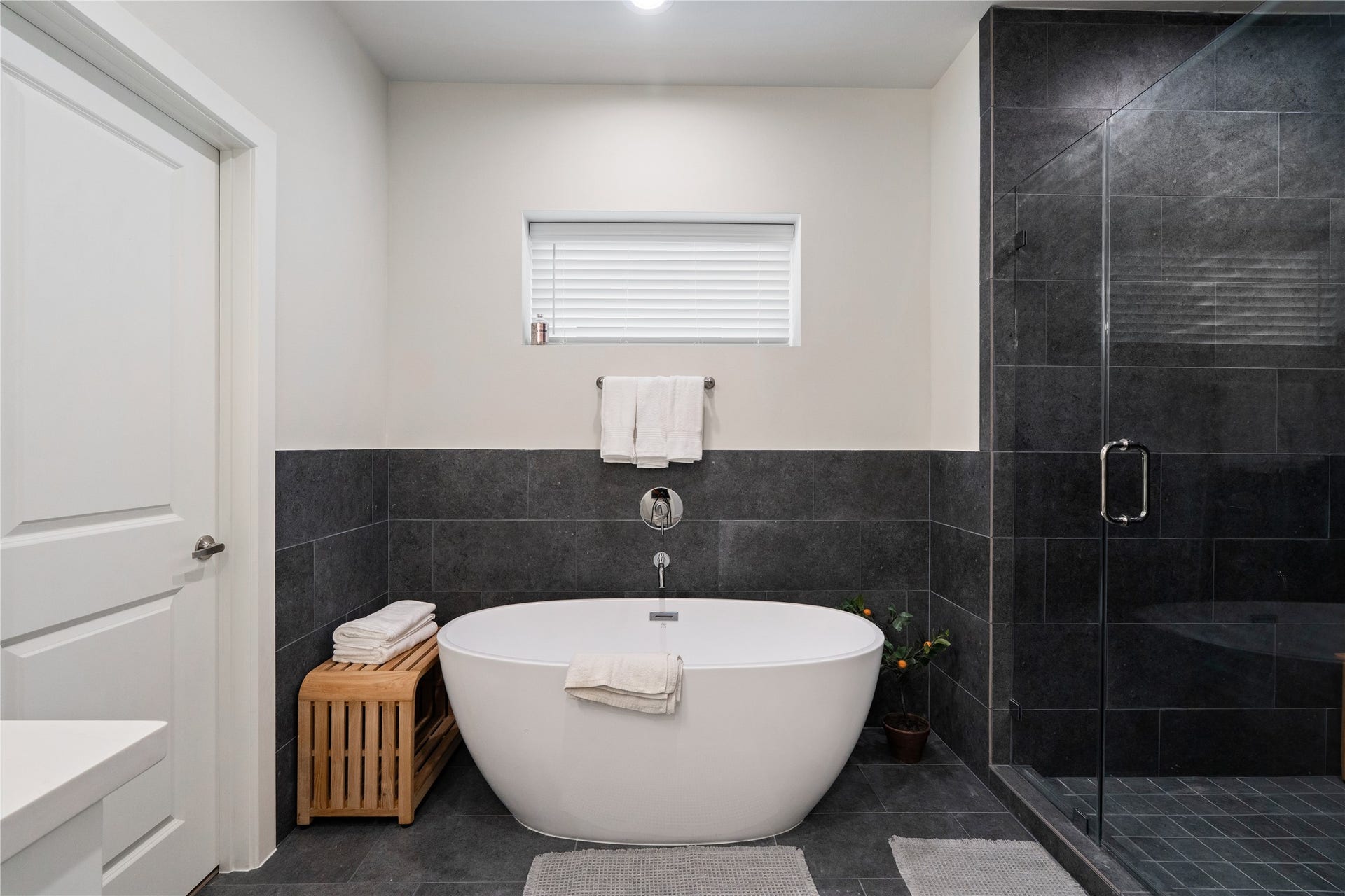 3925 Willowbend Point Drive, Houston, TX 77025 Representative photo showing the communitys model home primary bathroom. Layout and selections may vary.
