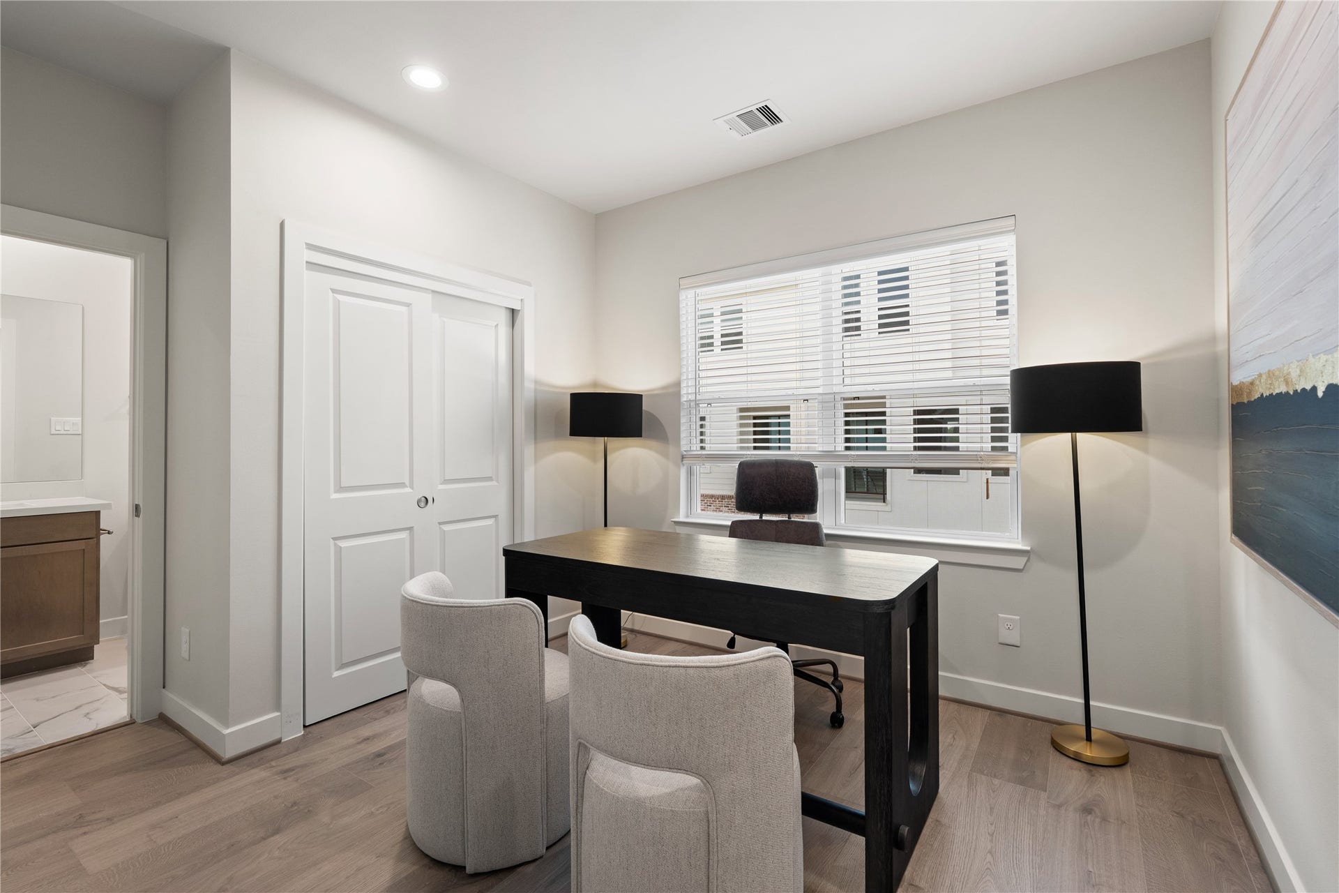 3925 Willowbend Point Drive, Houston, TX 77025 Representative photo showing the communitys model home secondary bedroom. Layout and selections may vary.