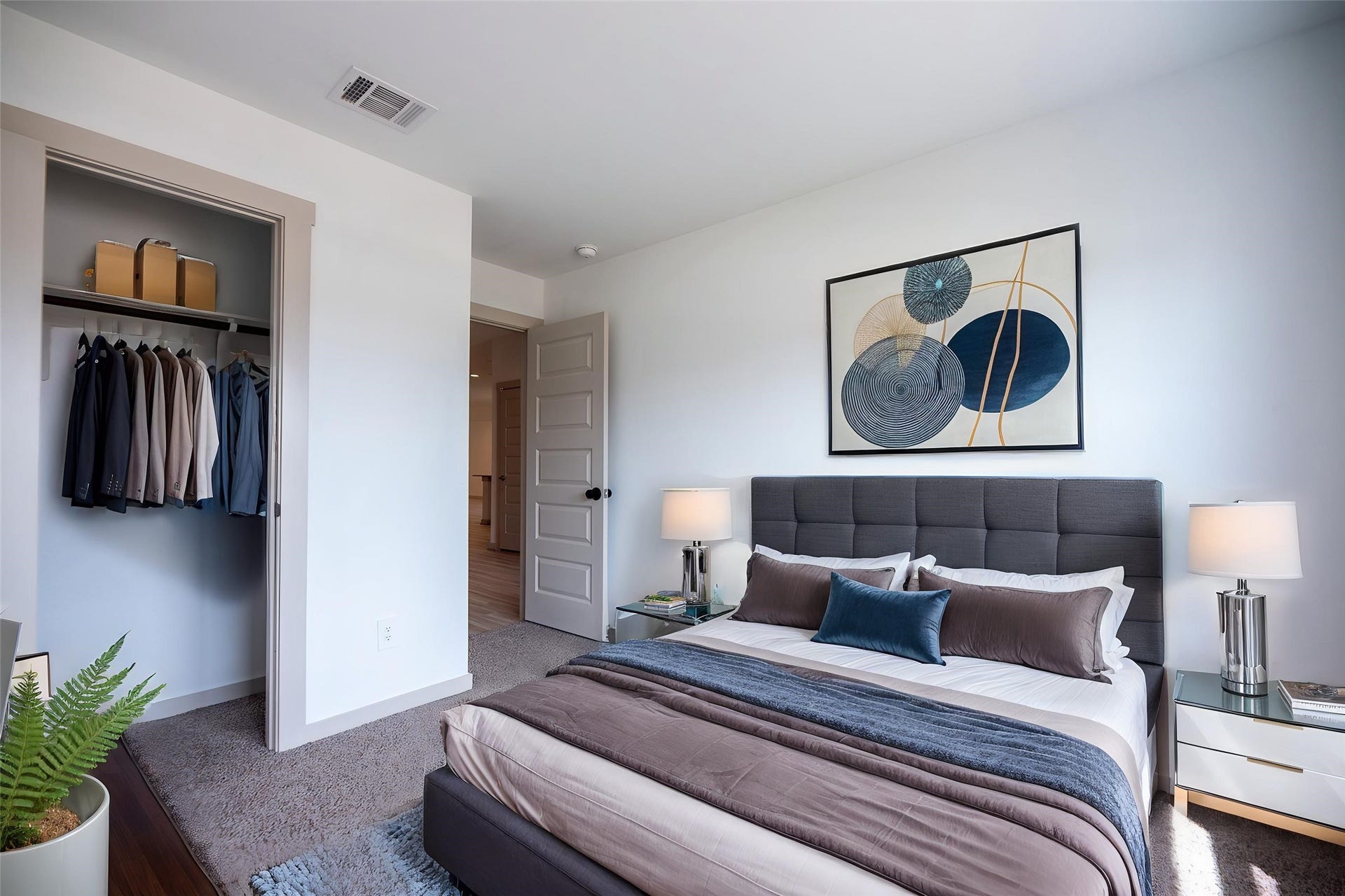 6906 Halifax Harvest Lane, Richmond, TX 77407 Bright, cozy bedroom featuring plush carpeting and large windows that offers abundant light. (virtually staged)
