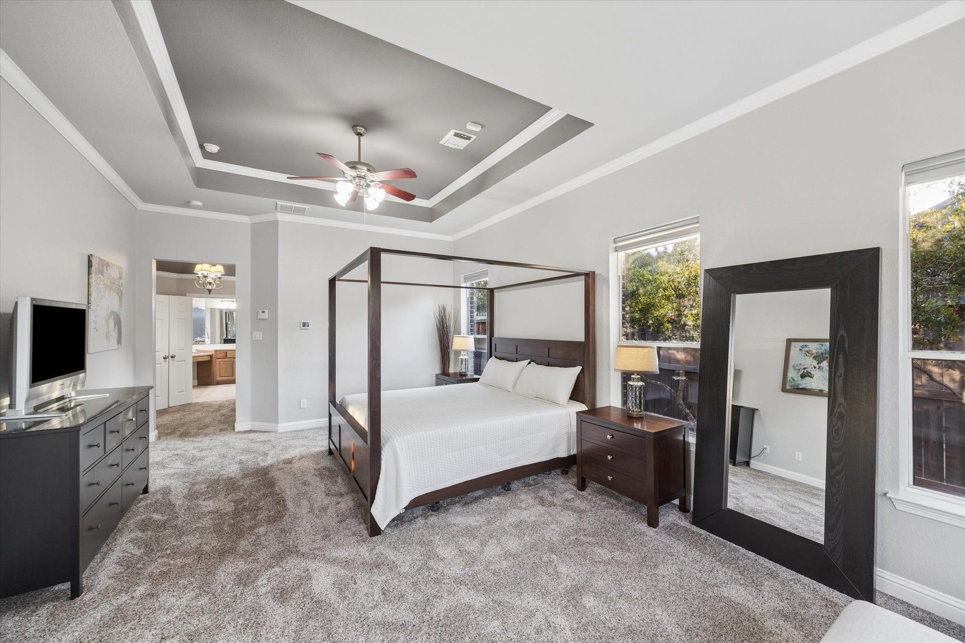 3523 Silvercreek Drive, Manvel, TX 77578 Primary bedroom with views toward ensuite primary bathroom