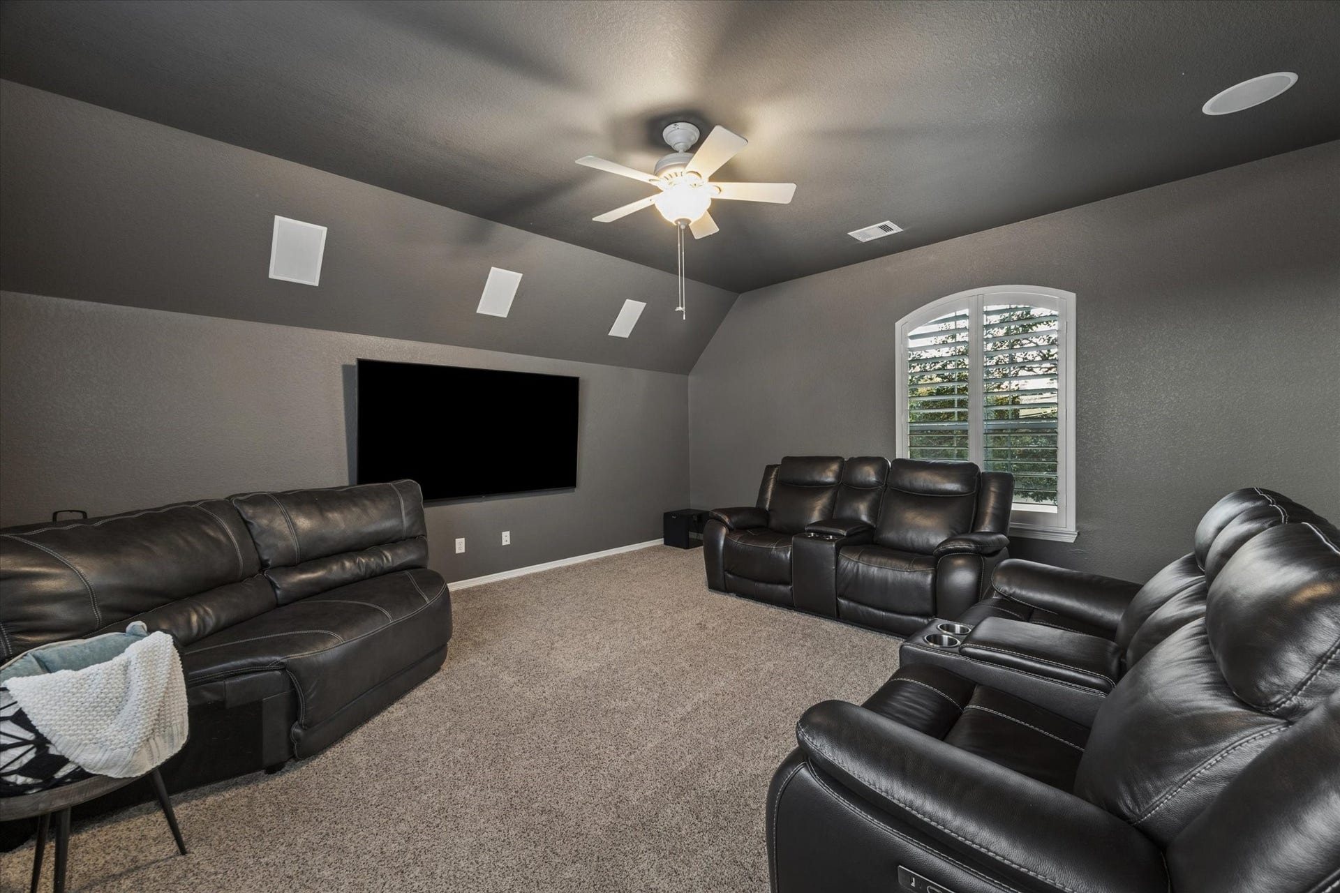 3523 Silvercreek Drive, Manvel, TX 77578 Media room with built-in television and surround sound