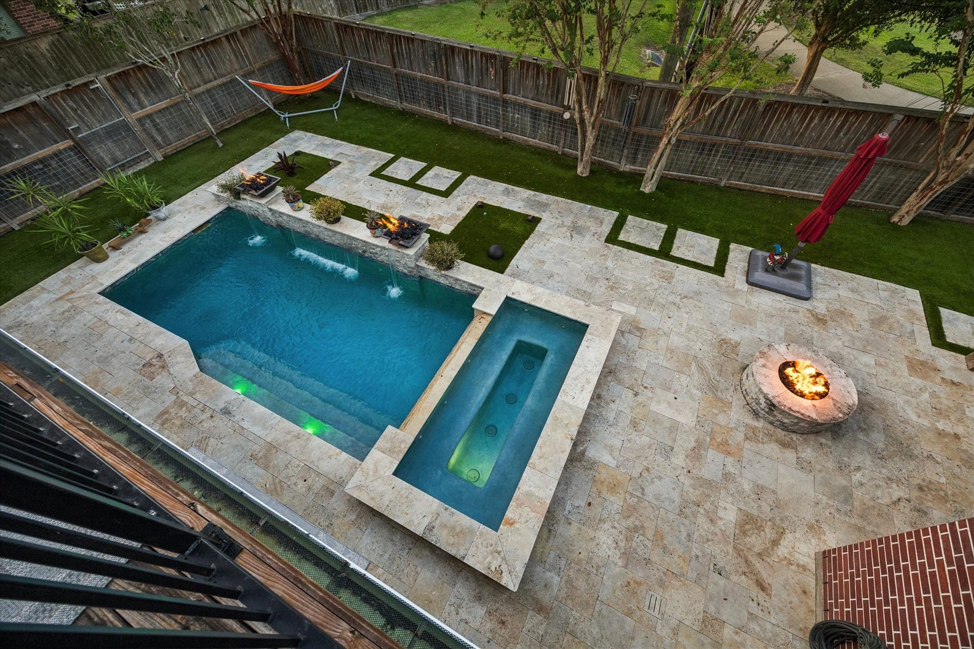 3523 Silvercreek Drive, Manvel, TX 77578 View of the backyard oasis from 2nd floor balcony
