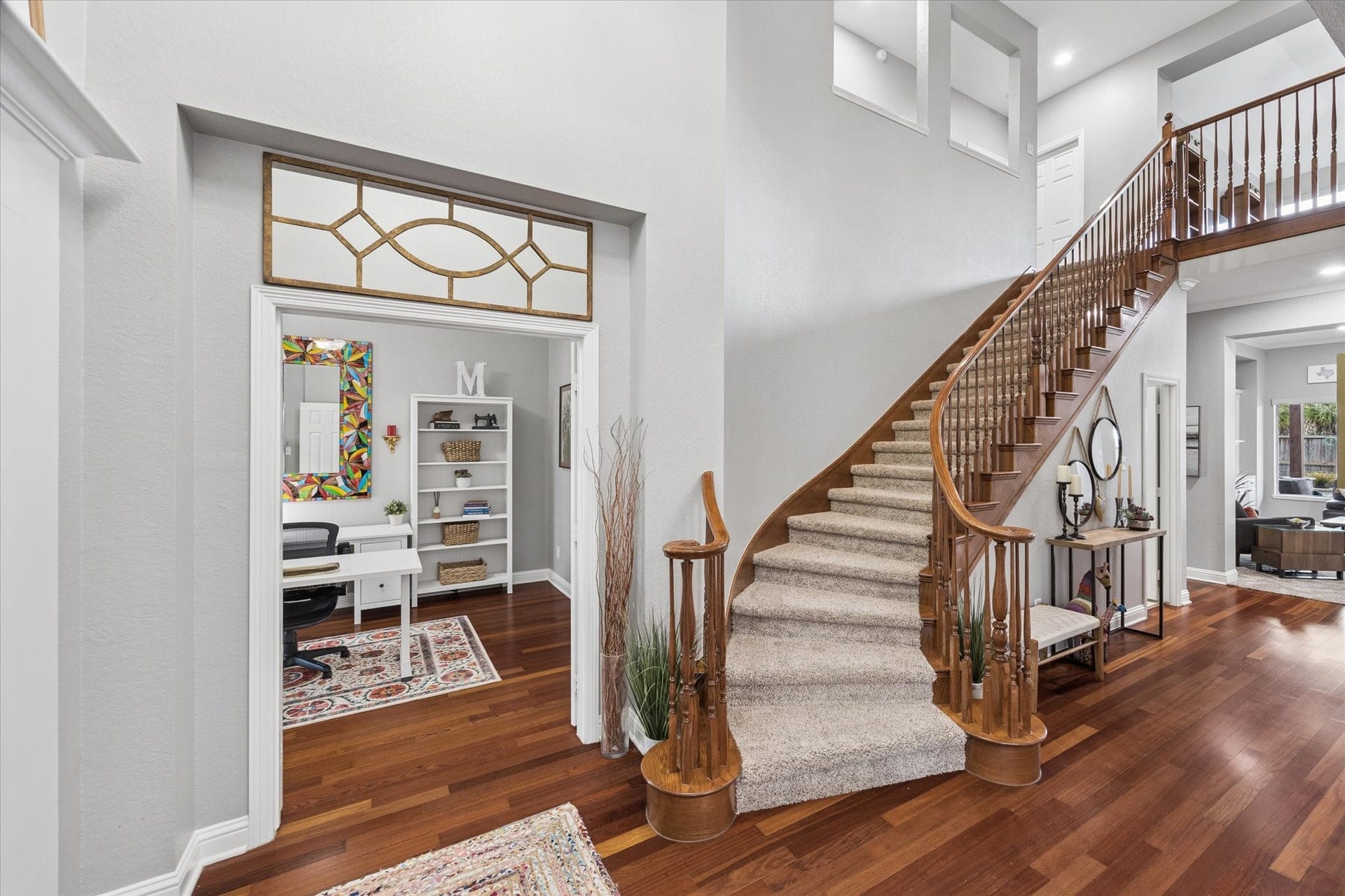 3523 Silvercreek Drive, Manvel, TX 77578 Entry leading into office and accented by a timeless classic staircase