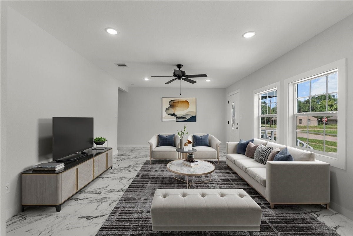 1105 W Ellaine Avenue, Pasadena, TX 77506 Bright open-concept living room with abundant natural light.