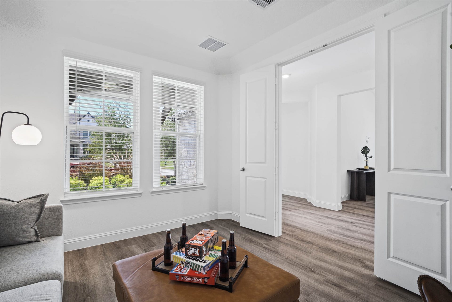 Additional view from the study into the hallway - highlighting the double French doors.