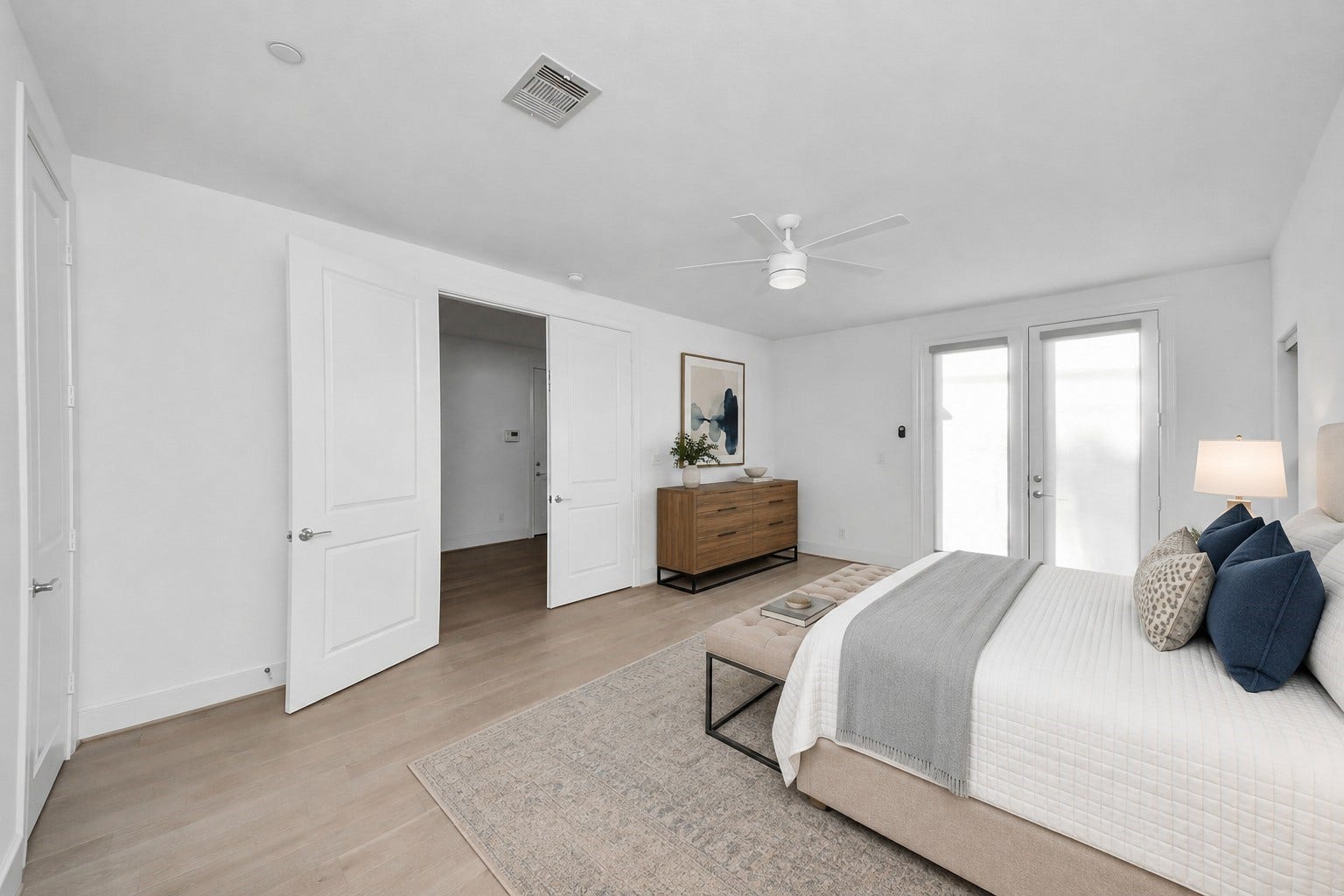 4005 Woodshire Village Estates, Houston, TX 77025 First bedroom on the first floor**Virtually staged