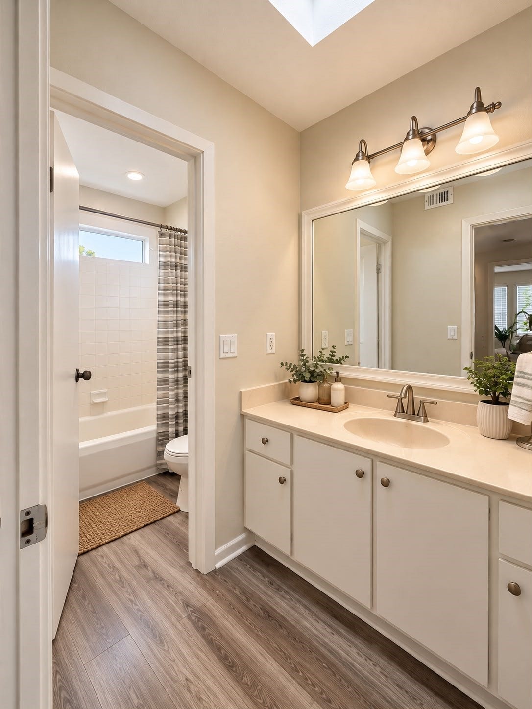 1402 Chardonnay Drive, Houston, TX 77077 Private, fenced backyard with a paved patio, mature greenery, and an inviting outdoor seating area.
