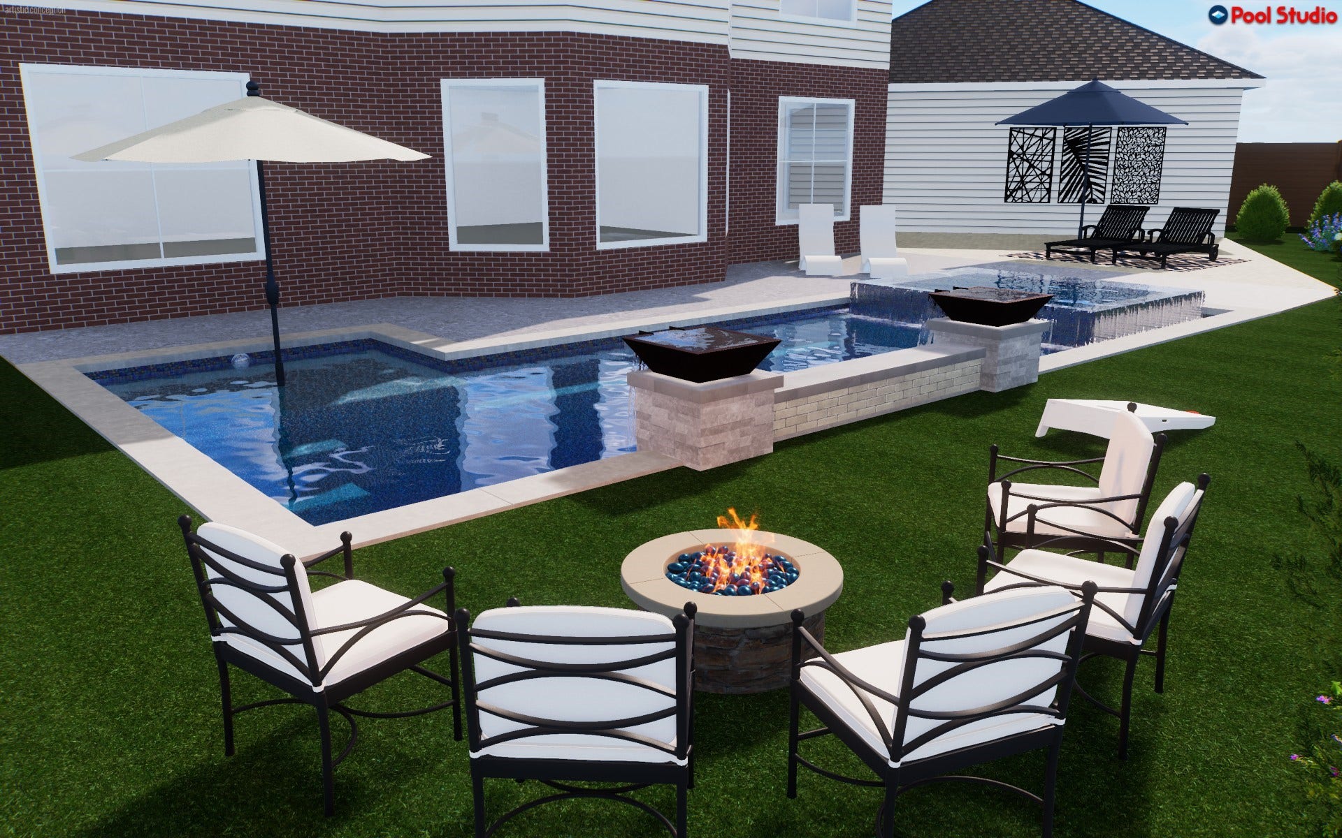 7503 Stone Arbor Drive, Sugar Land, TX 77479 Virtually staged pool design to scale by professional pool builder