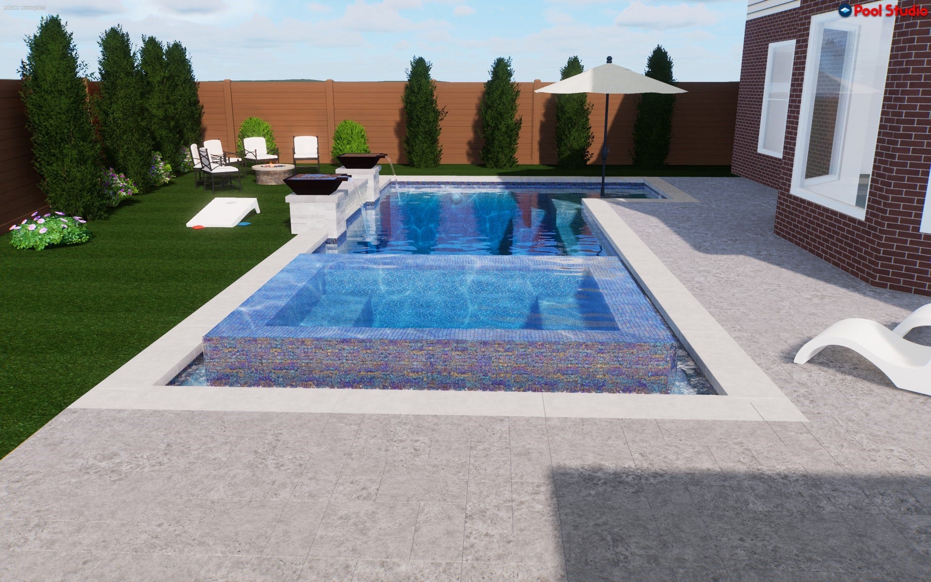 7503 Stone Arbor Drive, Sugar Land, TX 77479 Virtually staged pool design to scale by professional pool builder