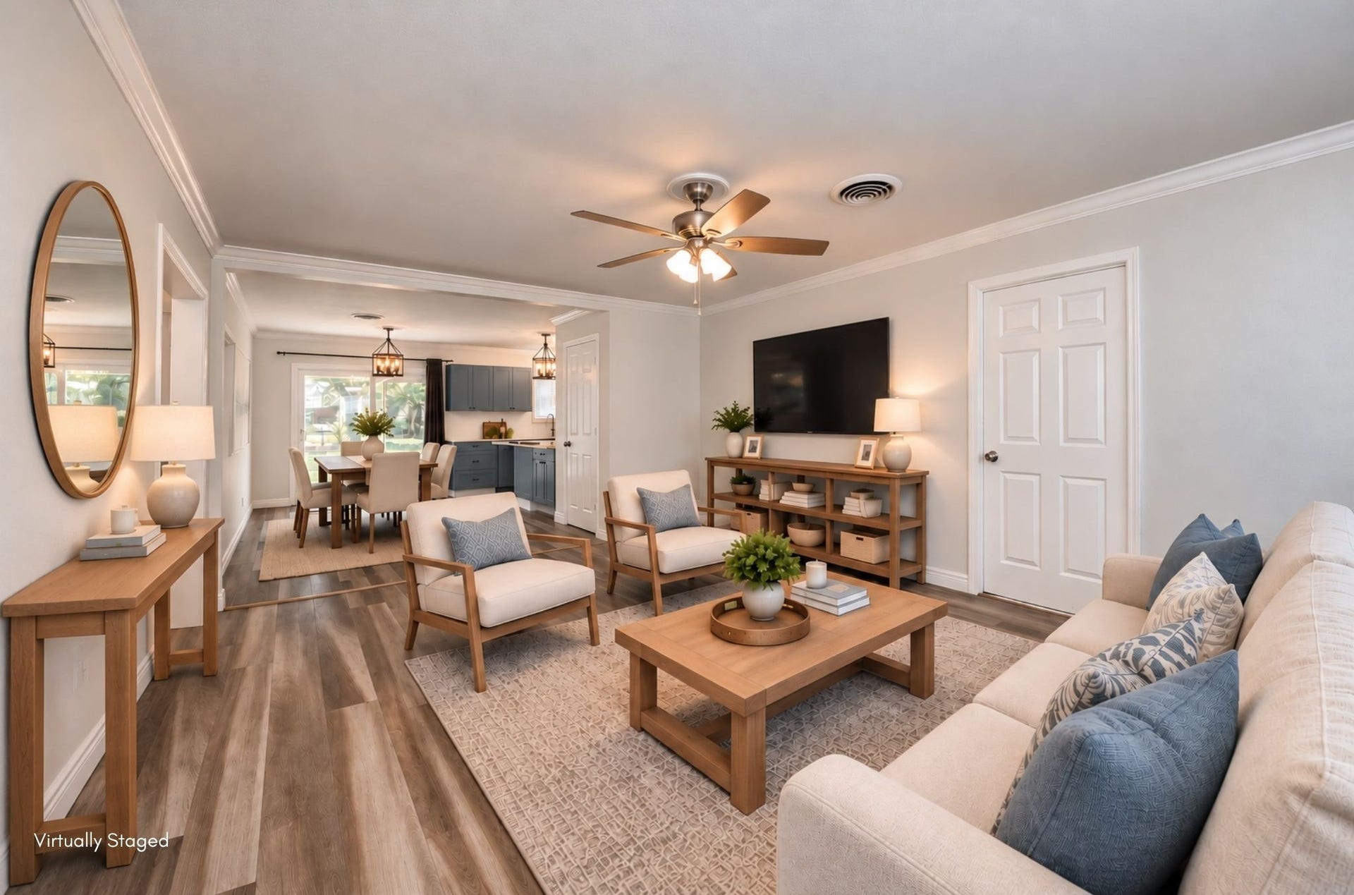1309 W Lang Street, Alvin, TX 77511 Virtually staged living room to assist with visualizing furniture in the home.