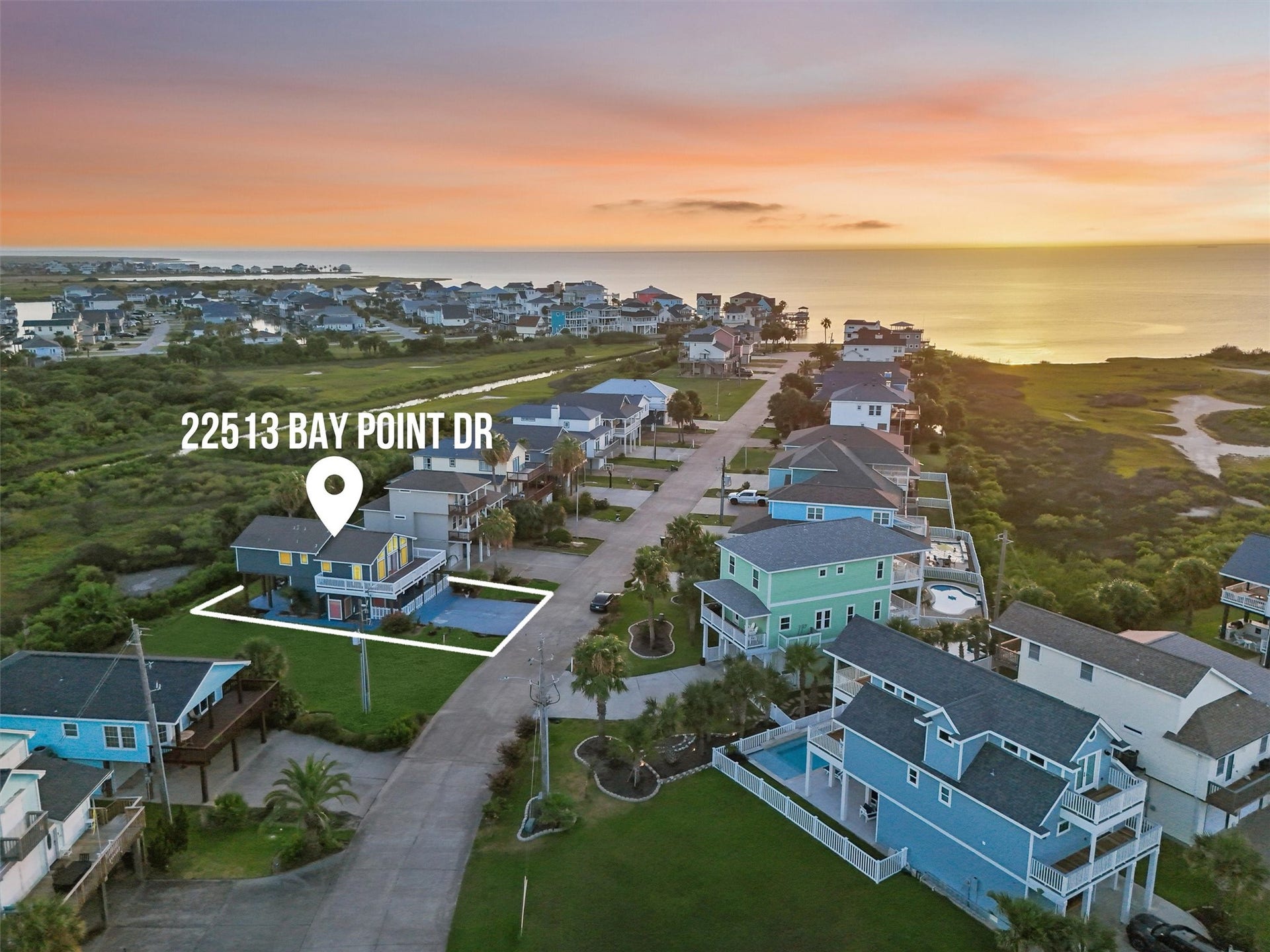 22513 Bay Point Drive, Galveston, TX 77554 This home is a short walk from the beach.