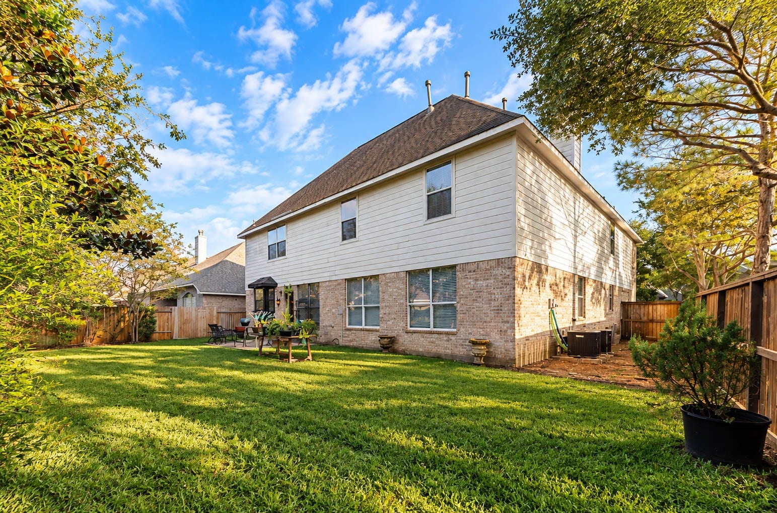 25734 Jewel Springs Lane, Katy, TX 77494 From weekend gatherings on the patio to quiet mornings surrounded by greenery, this backyard makes outdoor living a pleasure.
