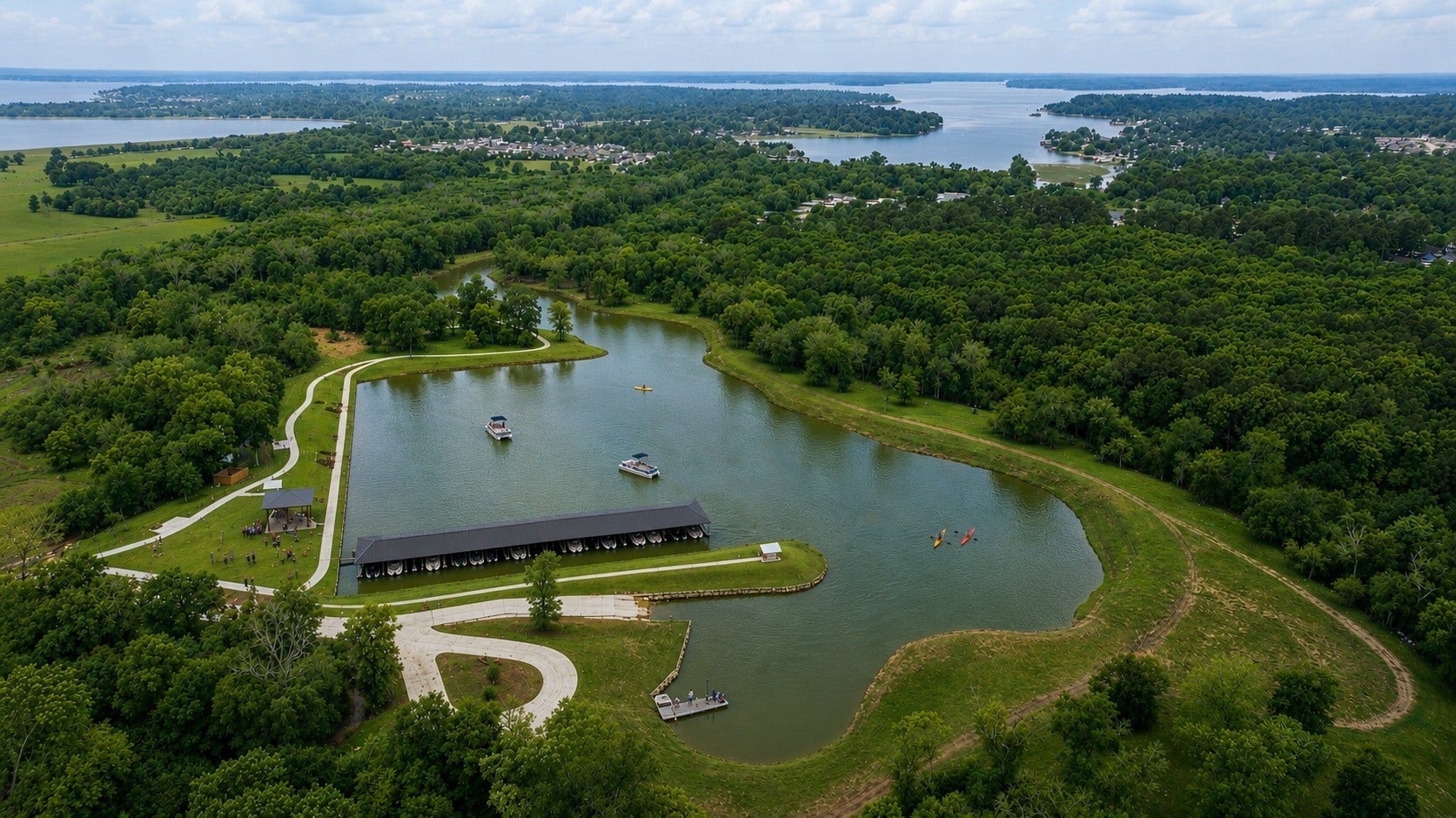 A standout Chambers Creek amenity, the private marina and boat launch make enjoying Lake Conroe easy.