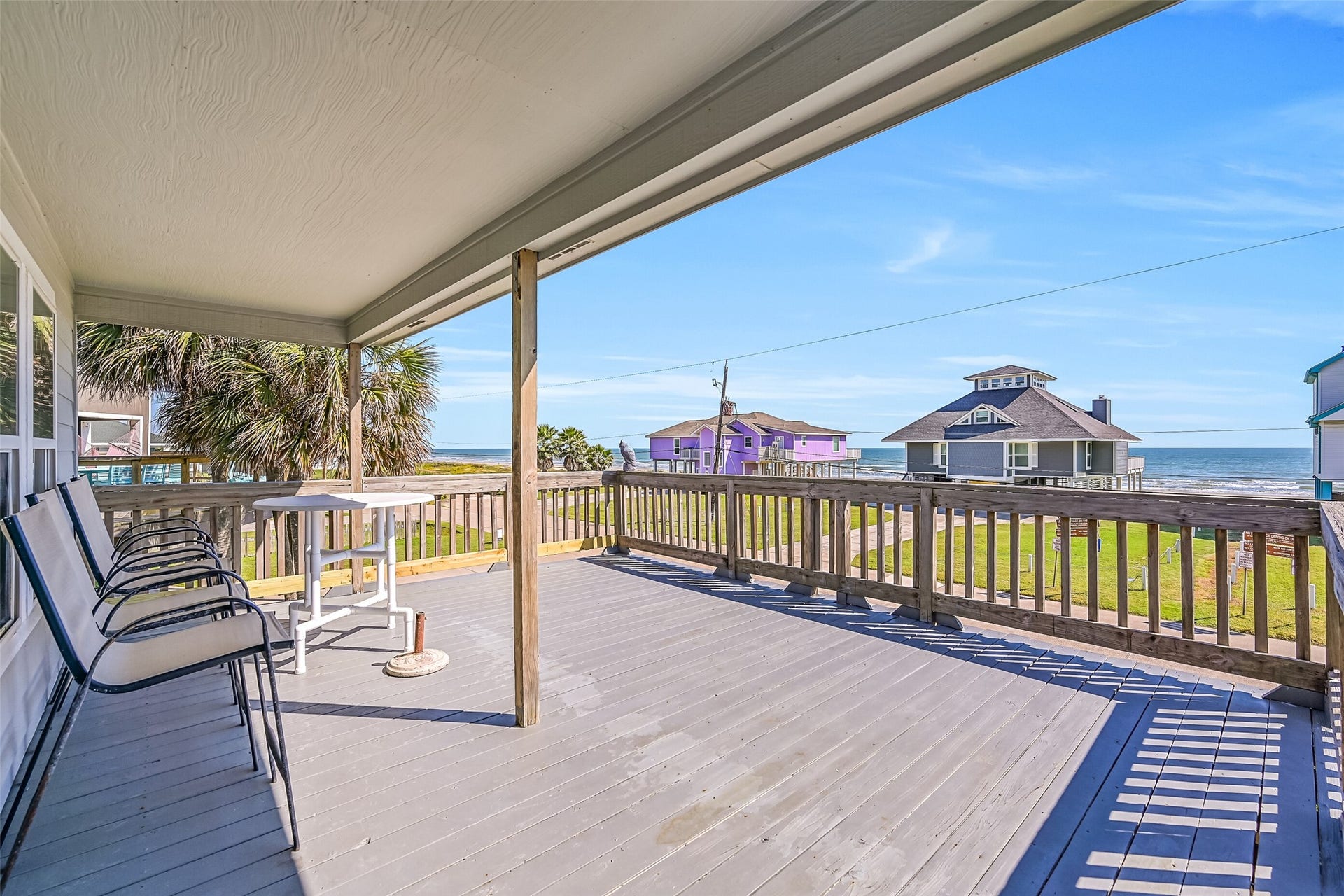 17620 Glei, Galveston, TX 77554 As you make your way upstairs, you'll be welcomed onto the spacious south-facing deck.