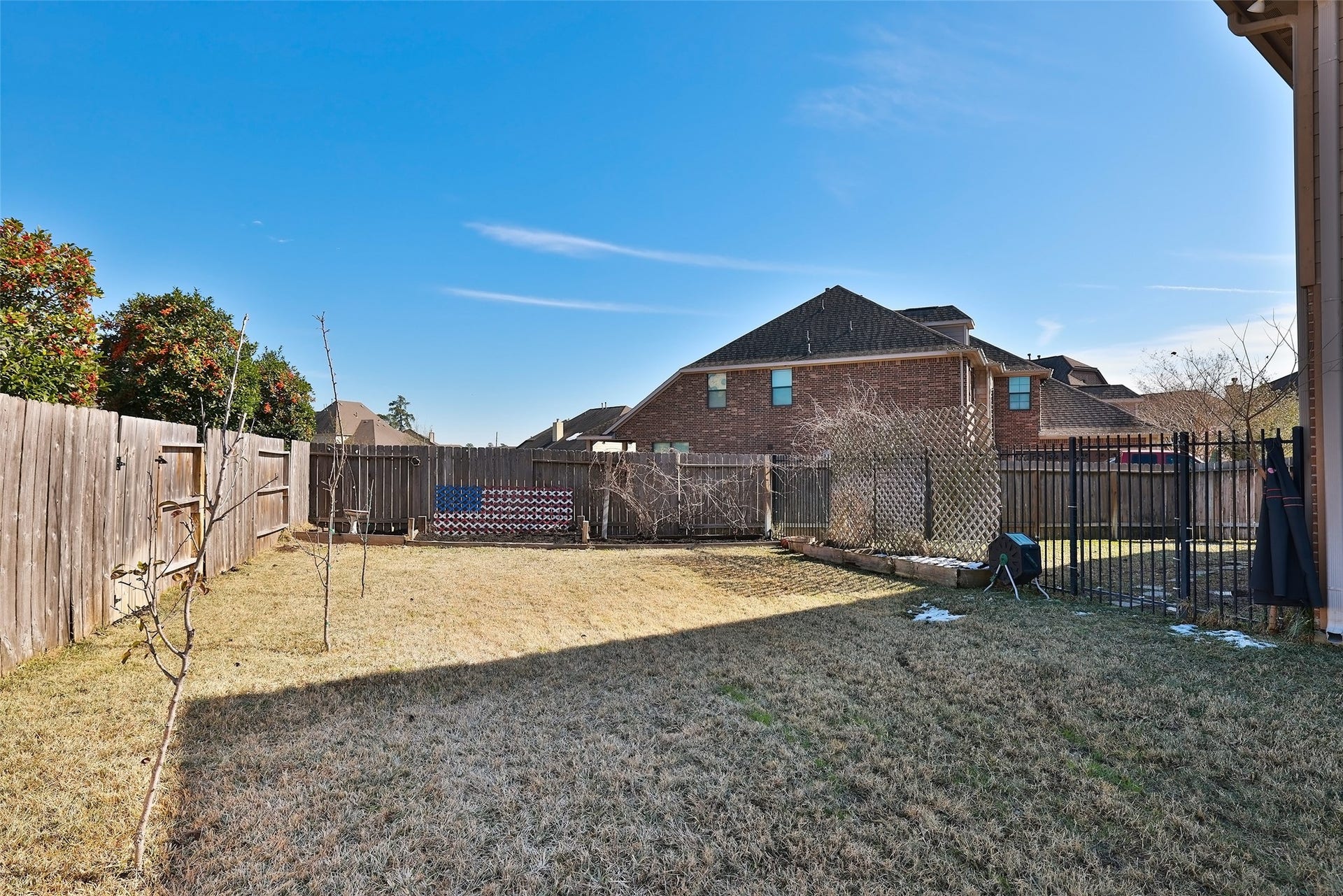 20811 Noble Crusade Court, Tomball, TX 77375 Lots of green space even with the pool. Fenced area great for dogs