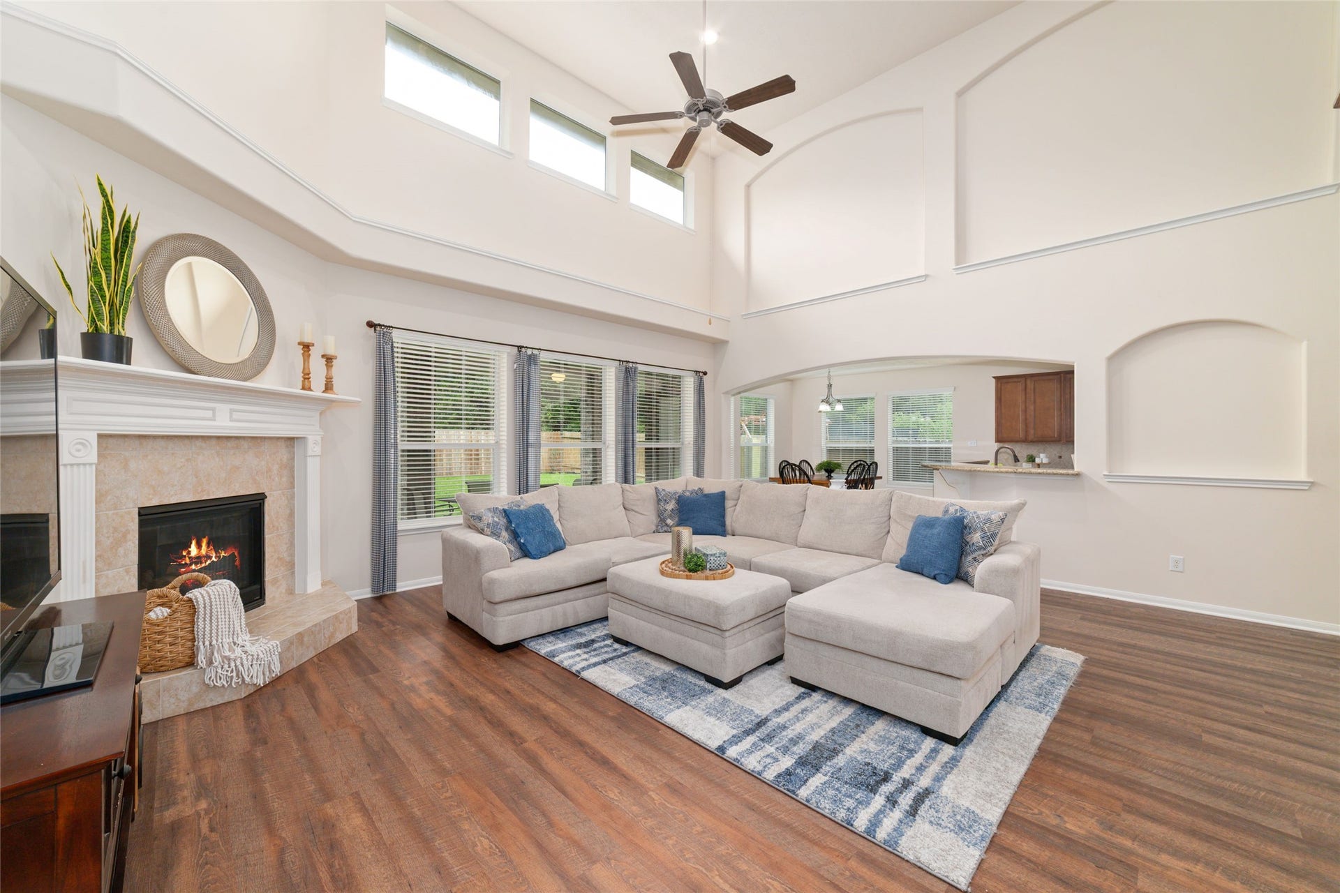 14422 Lakepointe Bend Lane, Cypress, TX 77429 Open living area with elevated ceilings and comfortable flow