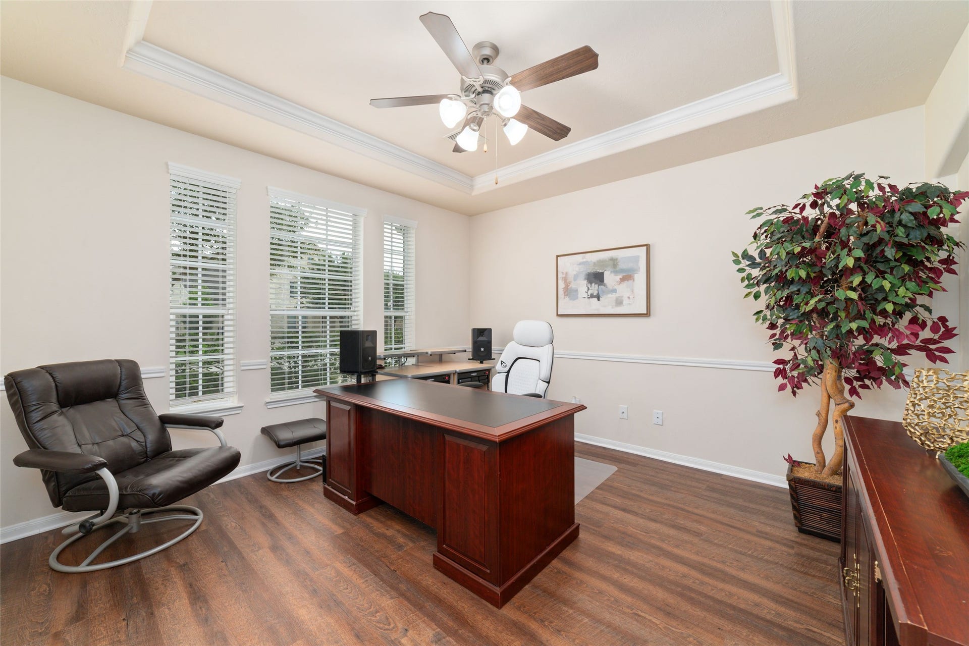 14422 Lakepointe Bend Lane, Cypress, TX 77429 Private and spacious home office with French doors, overlooking the front lawn.
