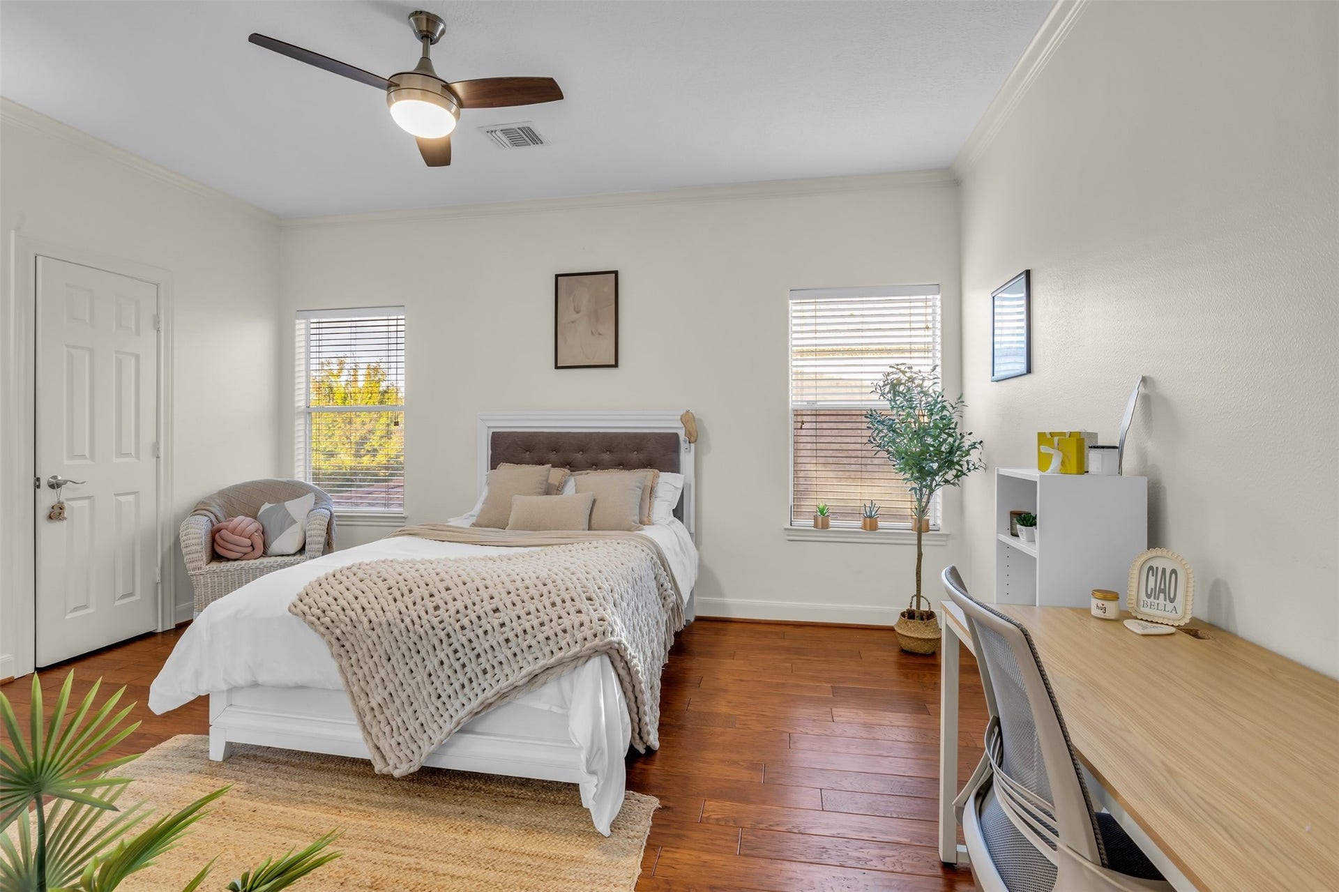 19023 Windsor Lakes Drive, Houston, TX 77094 Bedroom 2, with a walk-in closet and a shared bathroom with bedroom 3.