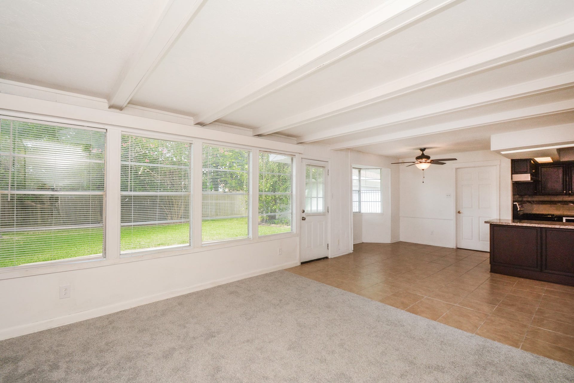 Open concept living and kitchen area