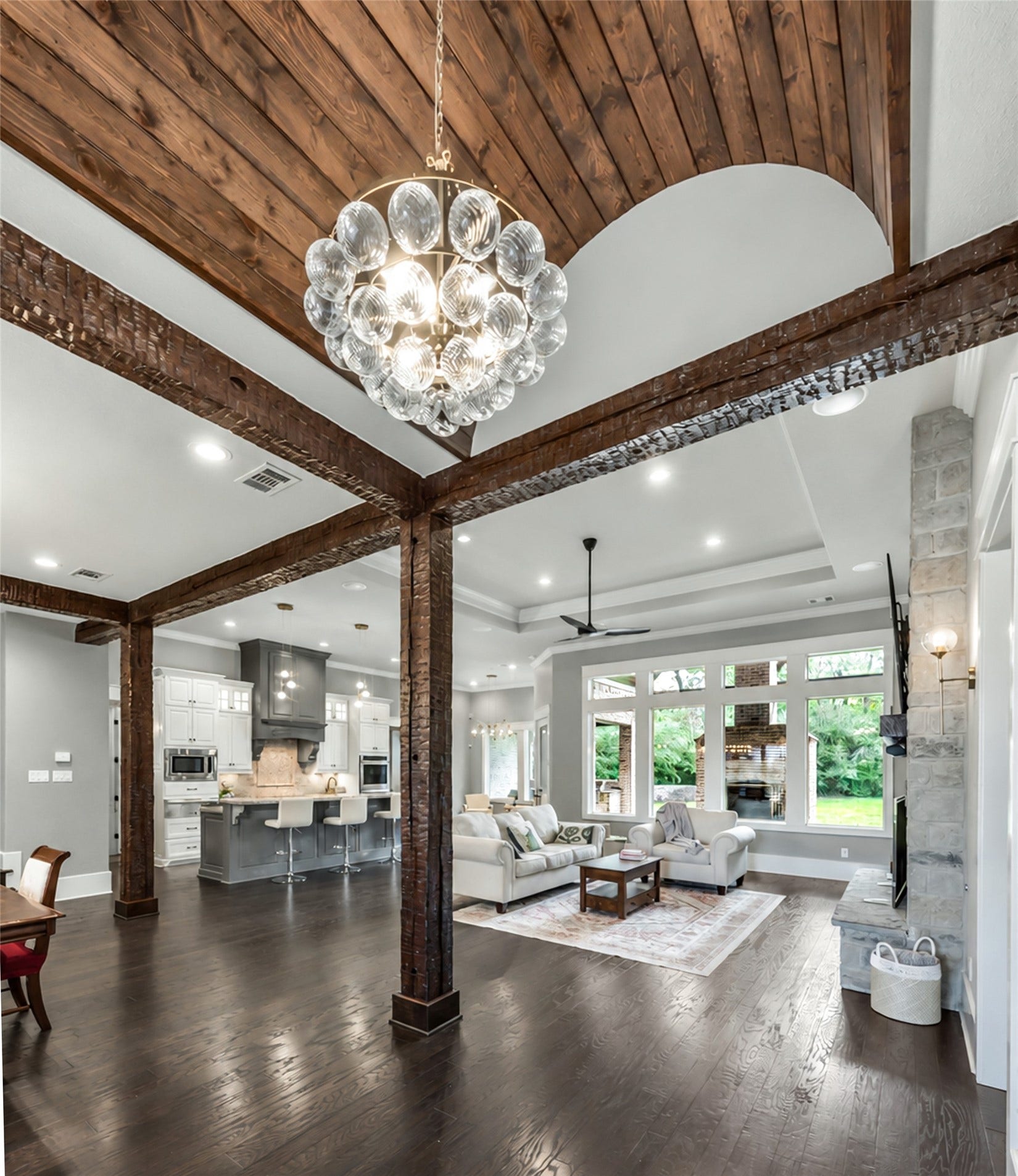 3232 Walnut Creek Court, Bryan, TX 77807 Entry with wood slat arch ceiling