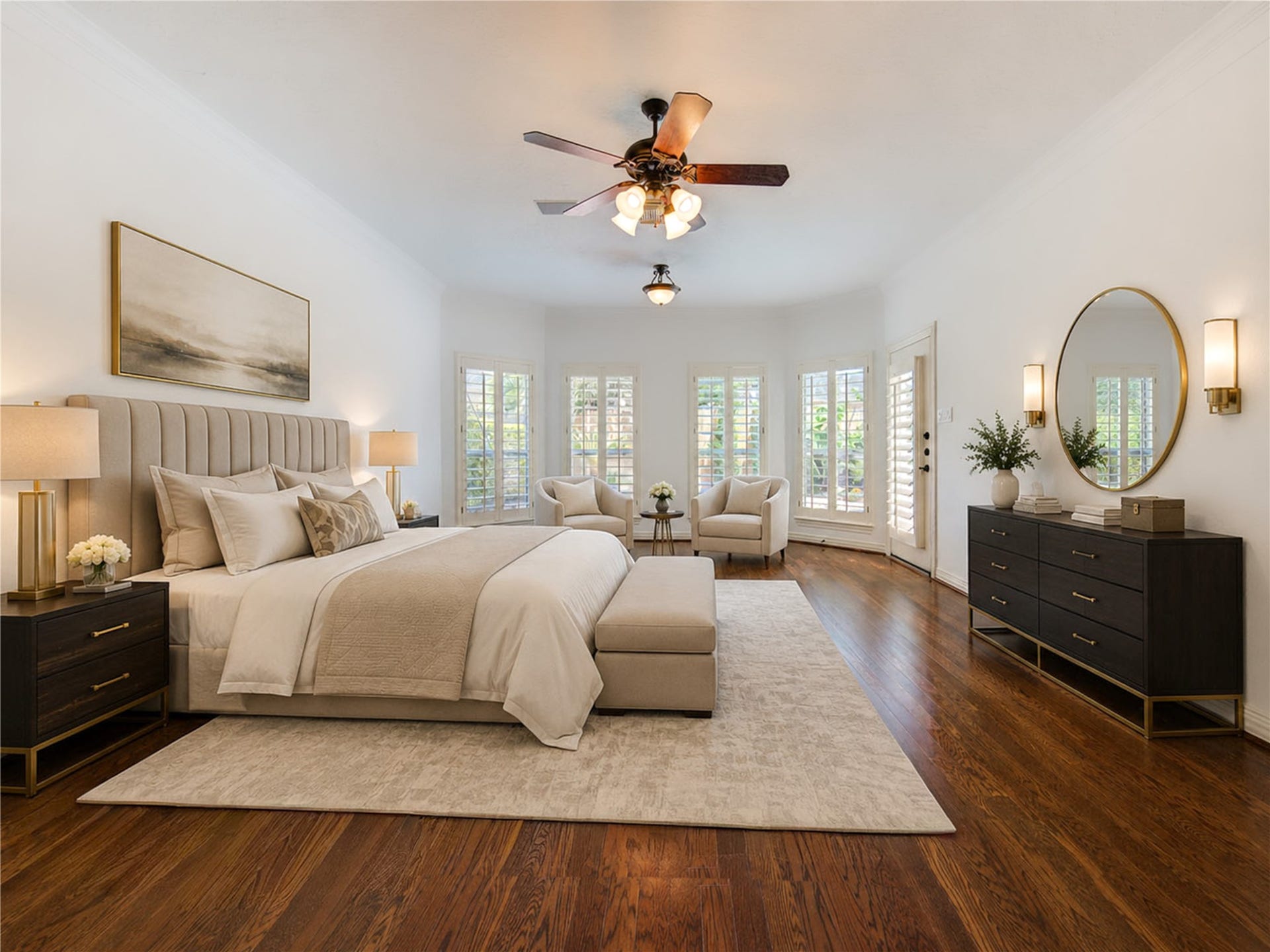 14114 Barnhart Boulevard, Houston, TX 77077 Primary bedroom featuring a spacious seating area and expansive pool views.