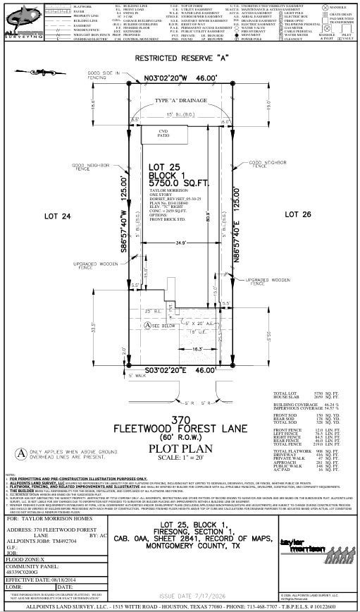 370 Fleetwood Forest Lane, Montgomery, TX 77356 370 Fleetwood Forest Lane Preliminary Plot Plan
