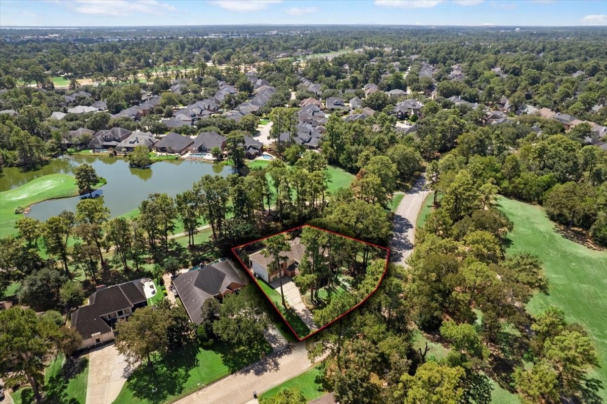 7514 Pinehurst Shadows Drive, Humble, TX 77346 Aerial view shows the pristine location- 3 sides with no neighbors!