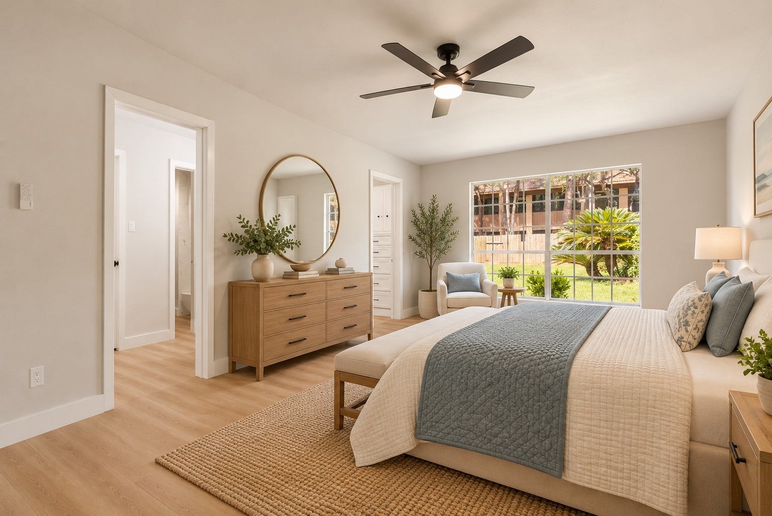 Virtually Staged Primary Bed down