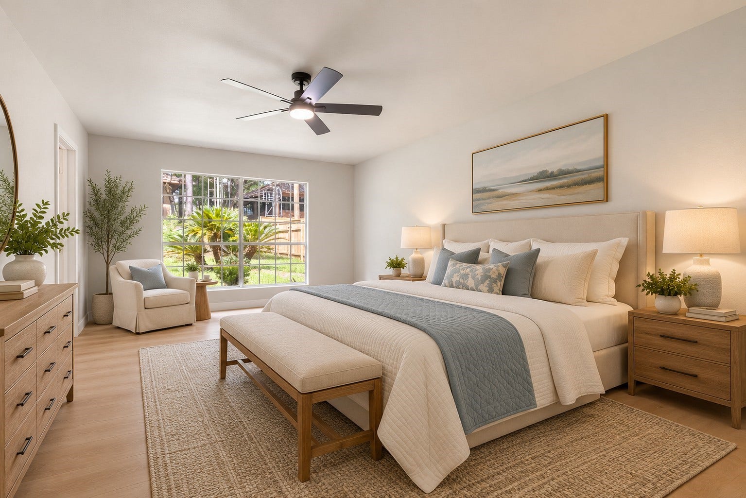 Virtually Staged Primary Bed down