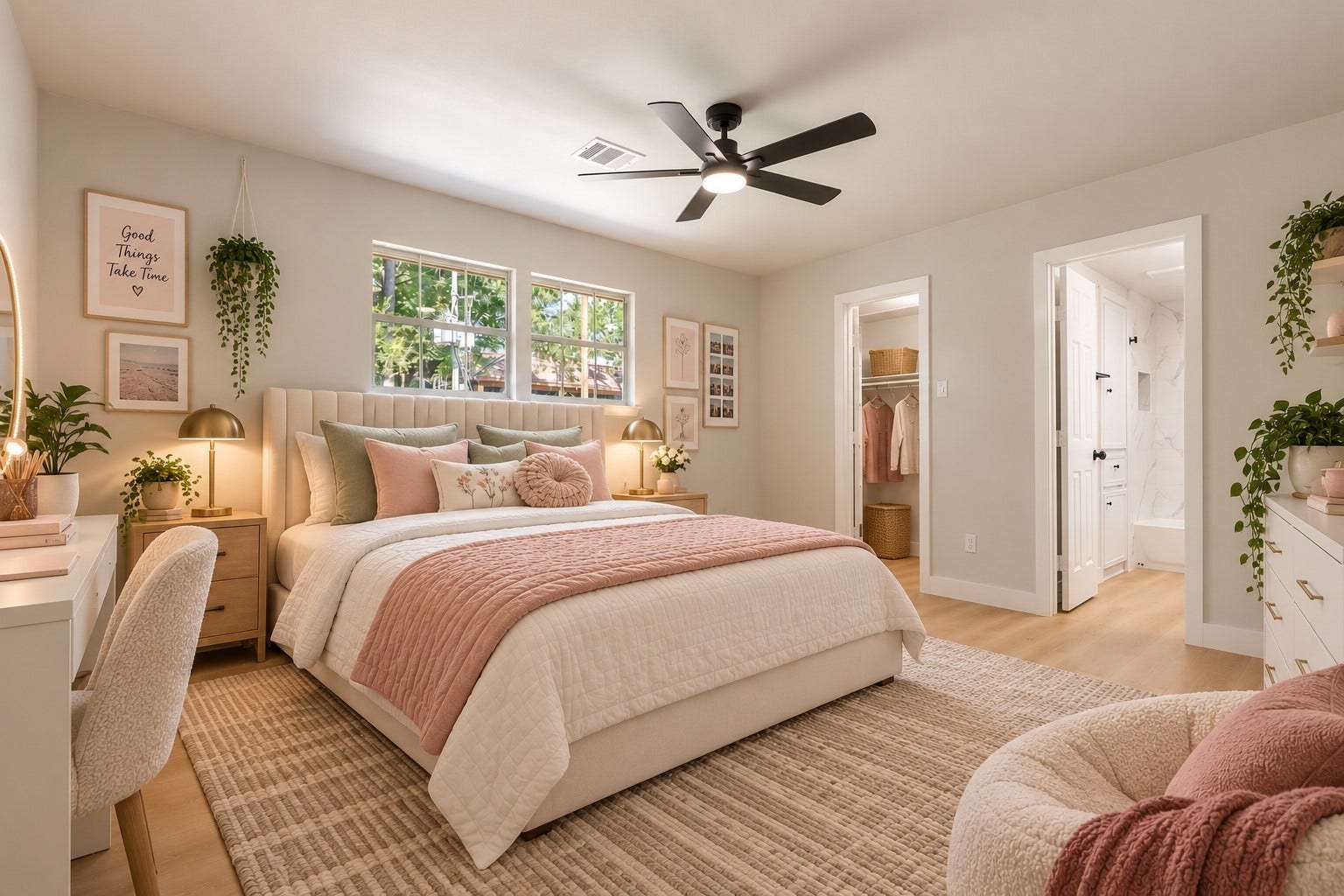 Virtually Staged Secondary bed room with en-suite bath and   adjacent flex/craft room