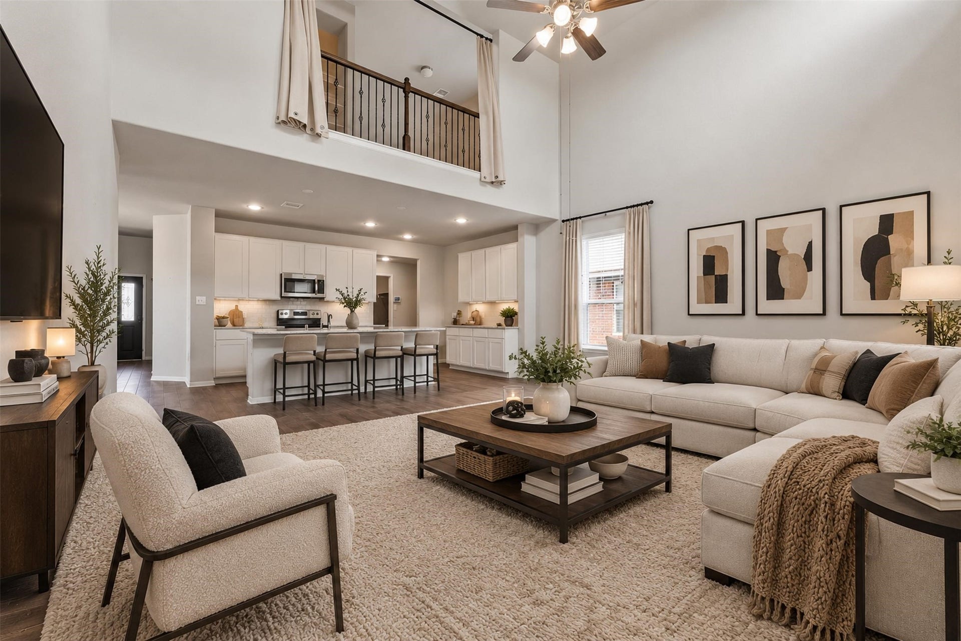 Virtually staged, and open to the kitchen makes this space cozy and inviting.