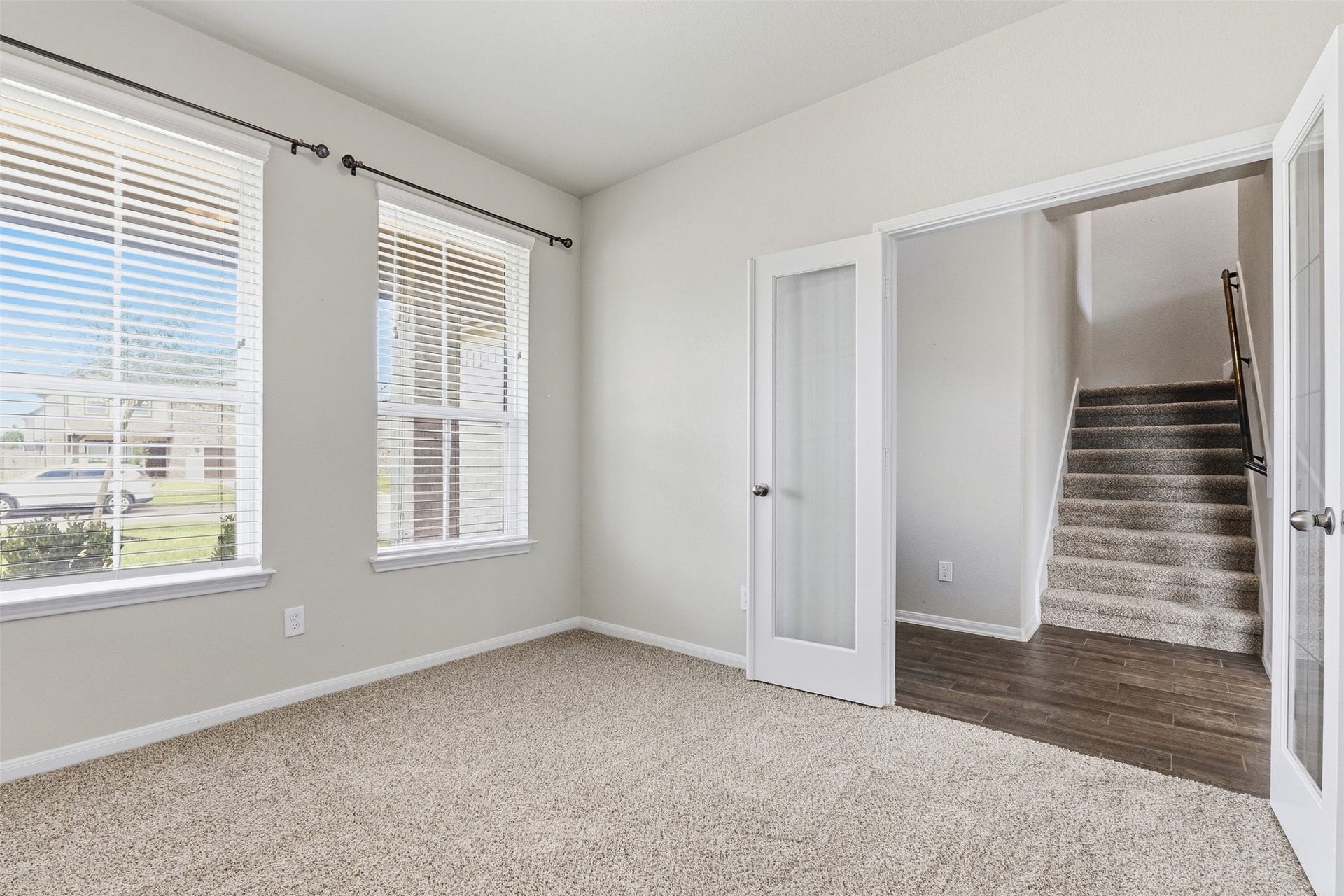 Your home office has french doors for added privacy.