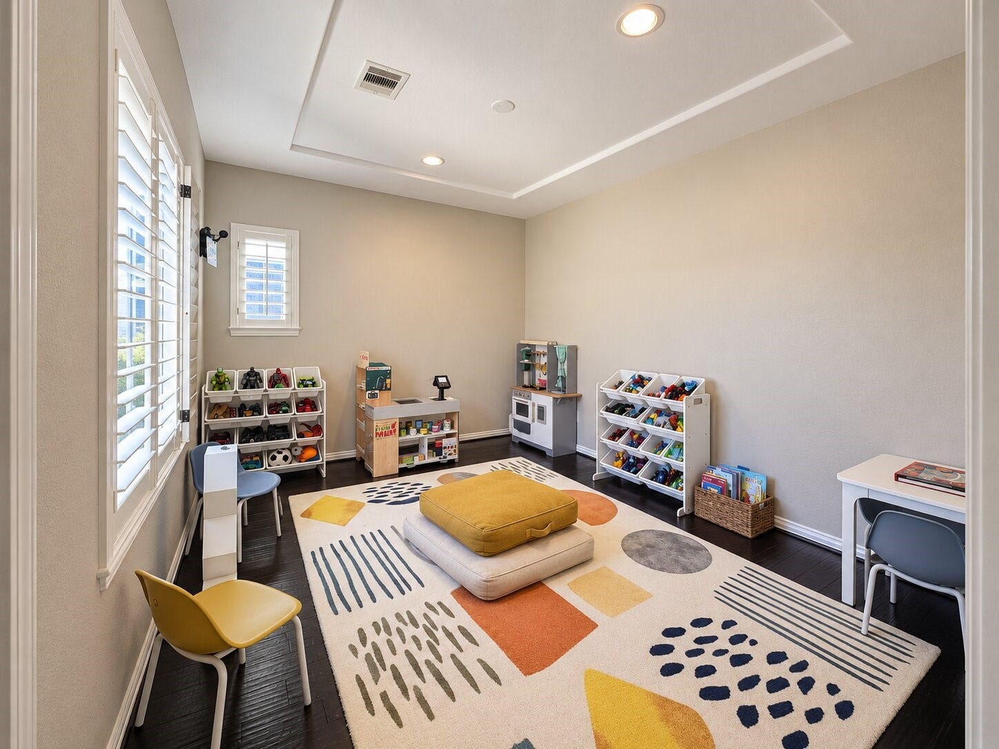 14423 Tivoli Drive, Houston, TX 77077 Another bedroom currently arranged as a bright playroom with dedicated areas for imaginative play, reading, and storage. This versatile space can easily adapt to suit a variety of needs.