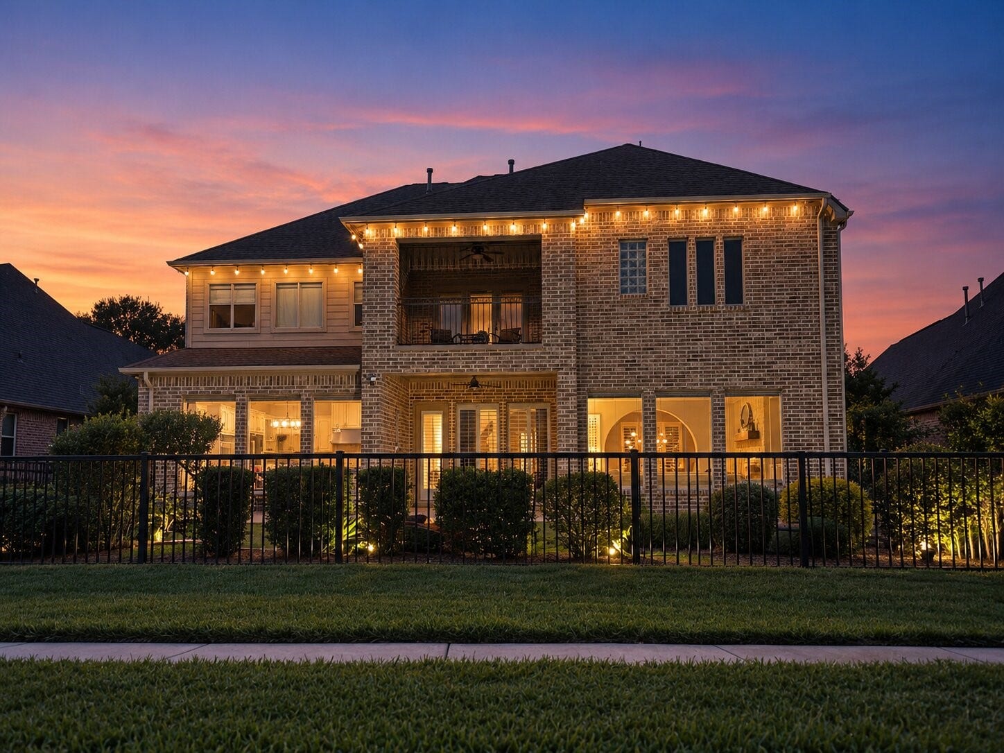 14423 Tivoli Drive, Houston, TX 77077 The two-story rear elevation showcases an upper-level balcony, expansive windows and direct views of the lake.