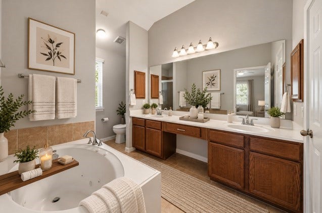 12222 Hawthorne Drive, Montgomery, TX 77356 Melt stress away in your jetted tub, enjoy a relaxing shower in the separate walk-in shower and make your morning routine smooth with the extended vanity & dual sinks.
