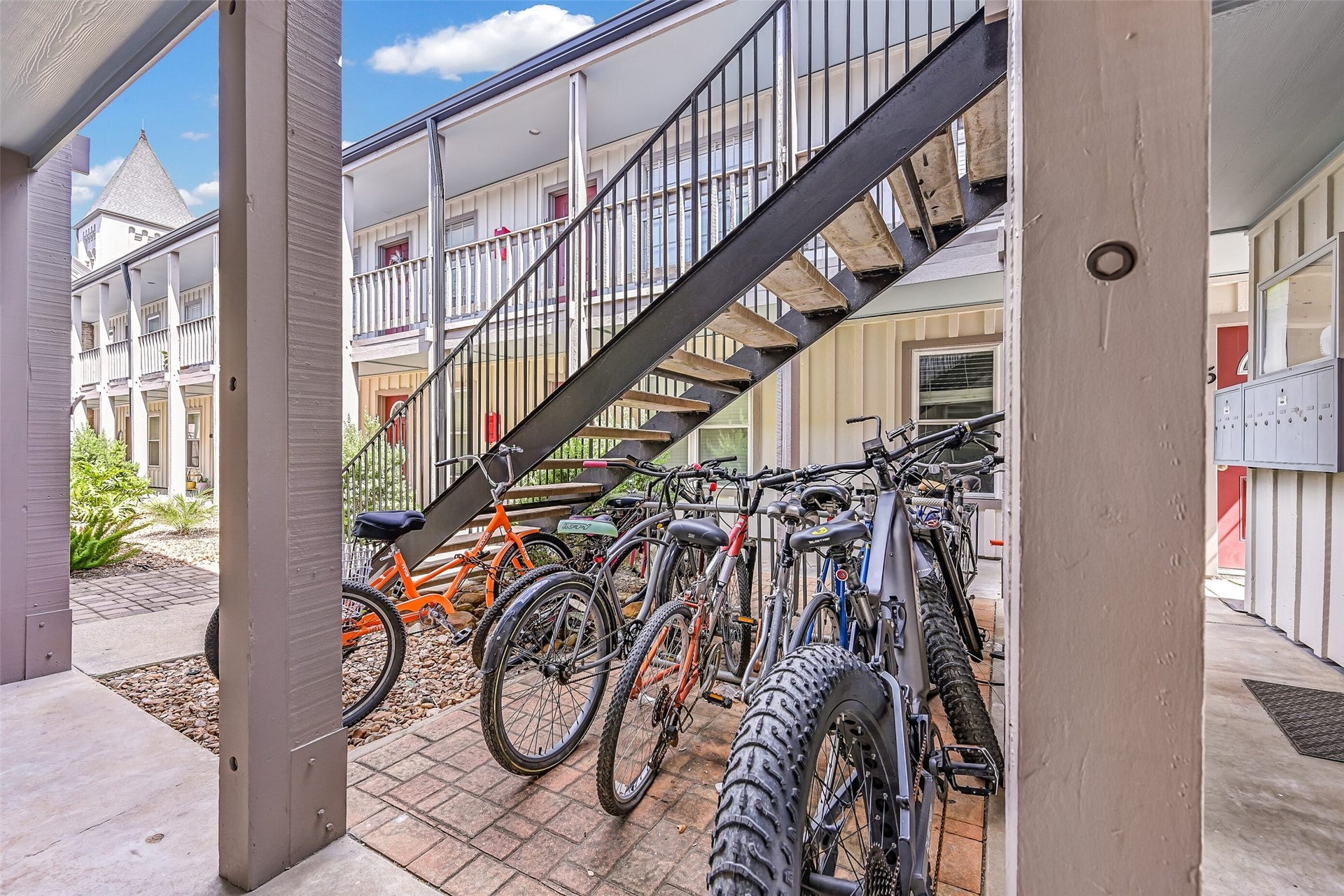 600 19th Street, #9, Galveston, TX 77550 Plenty of bike storage conveniently next to the mail area.