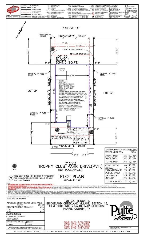21523 Trophy Club Park Drive, Cypress, TX 77433 Plot Plan