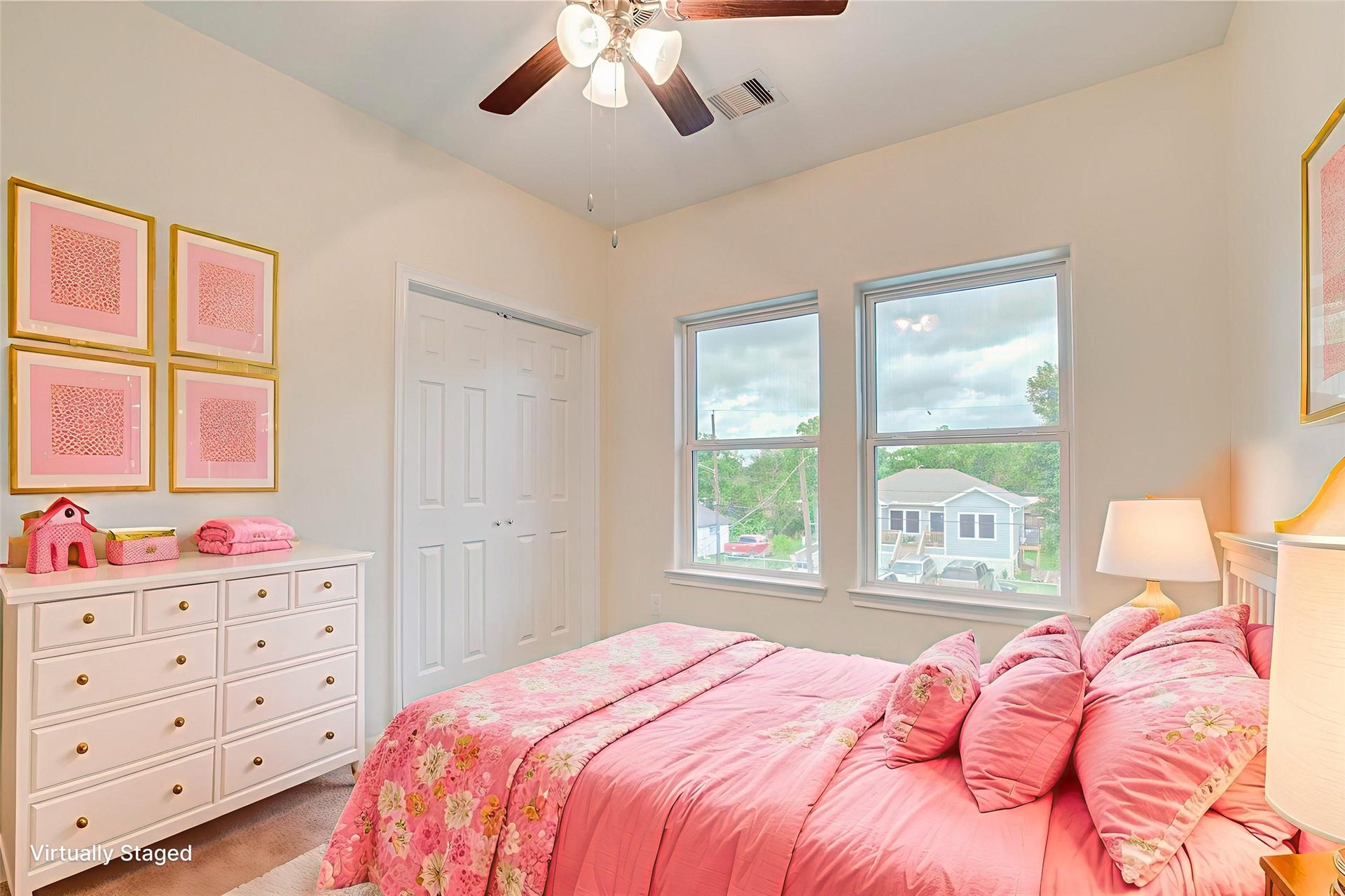 Third bedroom with abundant natural light from two large windows.