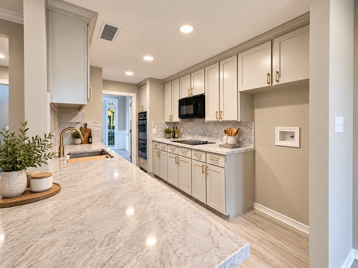 Newly installed countertops, new cabinet faces give this townhome a fresh look.