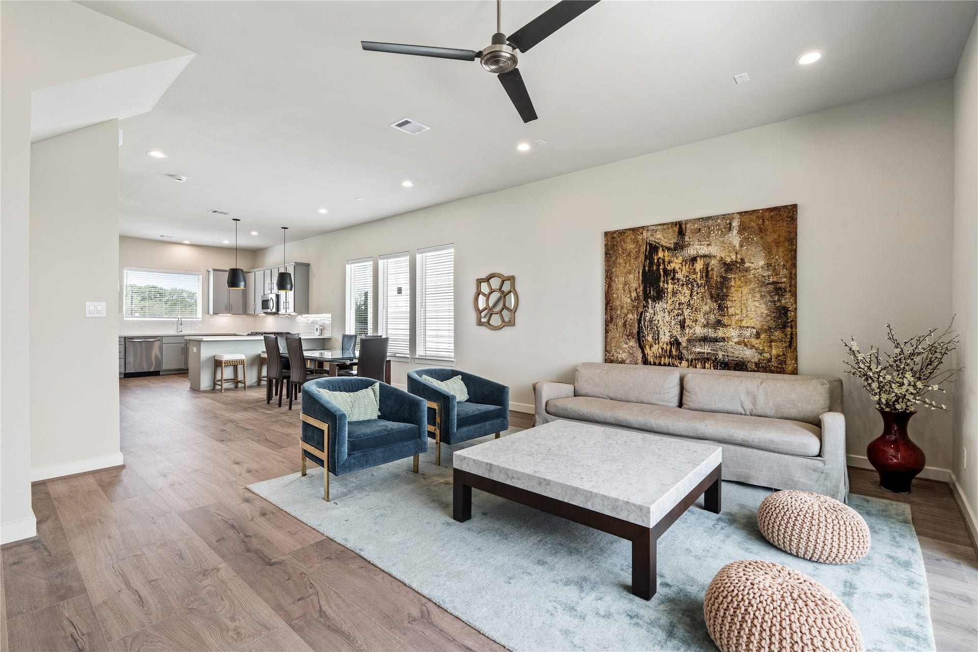 Representative photo showing the communitys model home living room. Layout and selections may vary.