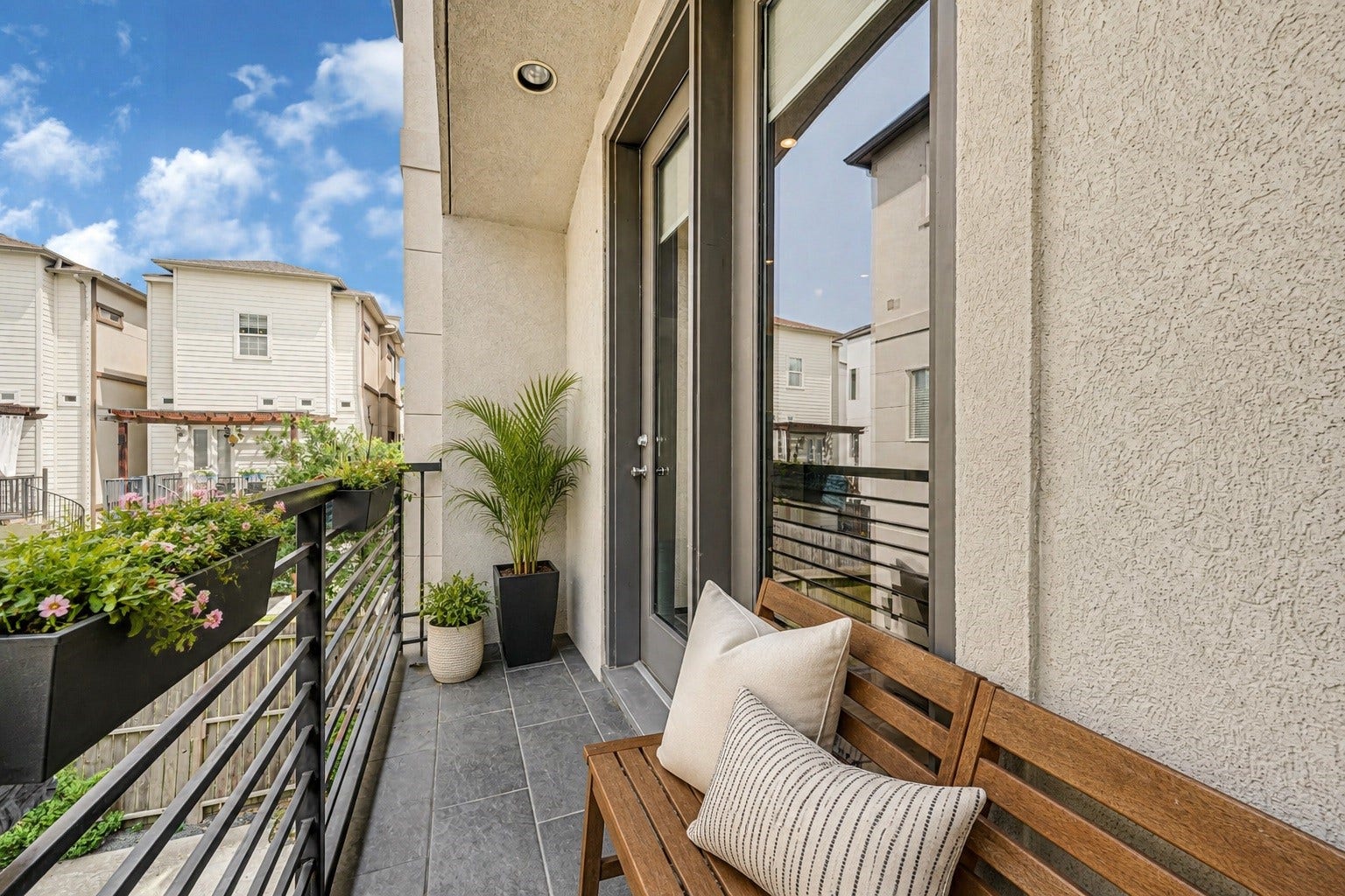5514 Petty Street, #A, Houston, TX 77007 Enjoy the beautiful balcony, perfect for lounging or grilling -Virtually staged