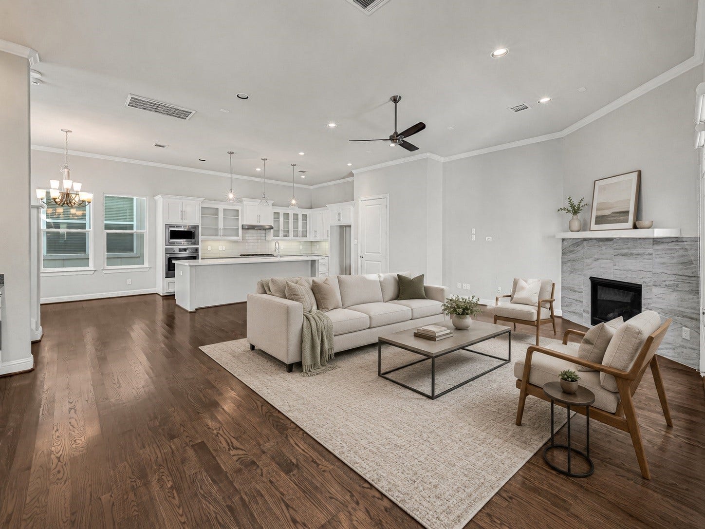 5514 Petty Street, #A, Houston, TX 77007 Open concept plan with a large living area -Virtually staged