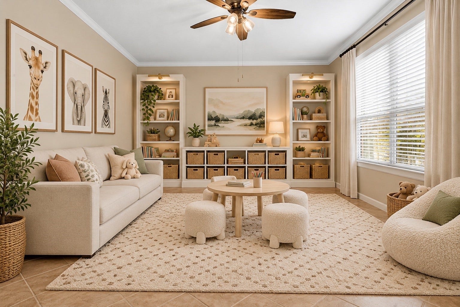 7914 Hickory Mill Court, Houston, TX 77095 First floor flex space virtually staged as a play room.