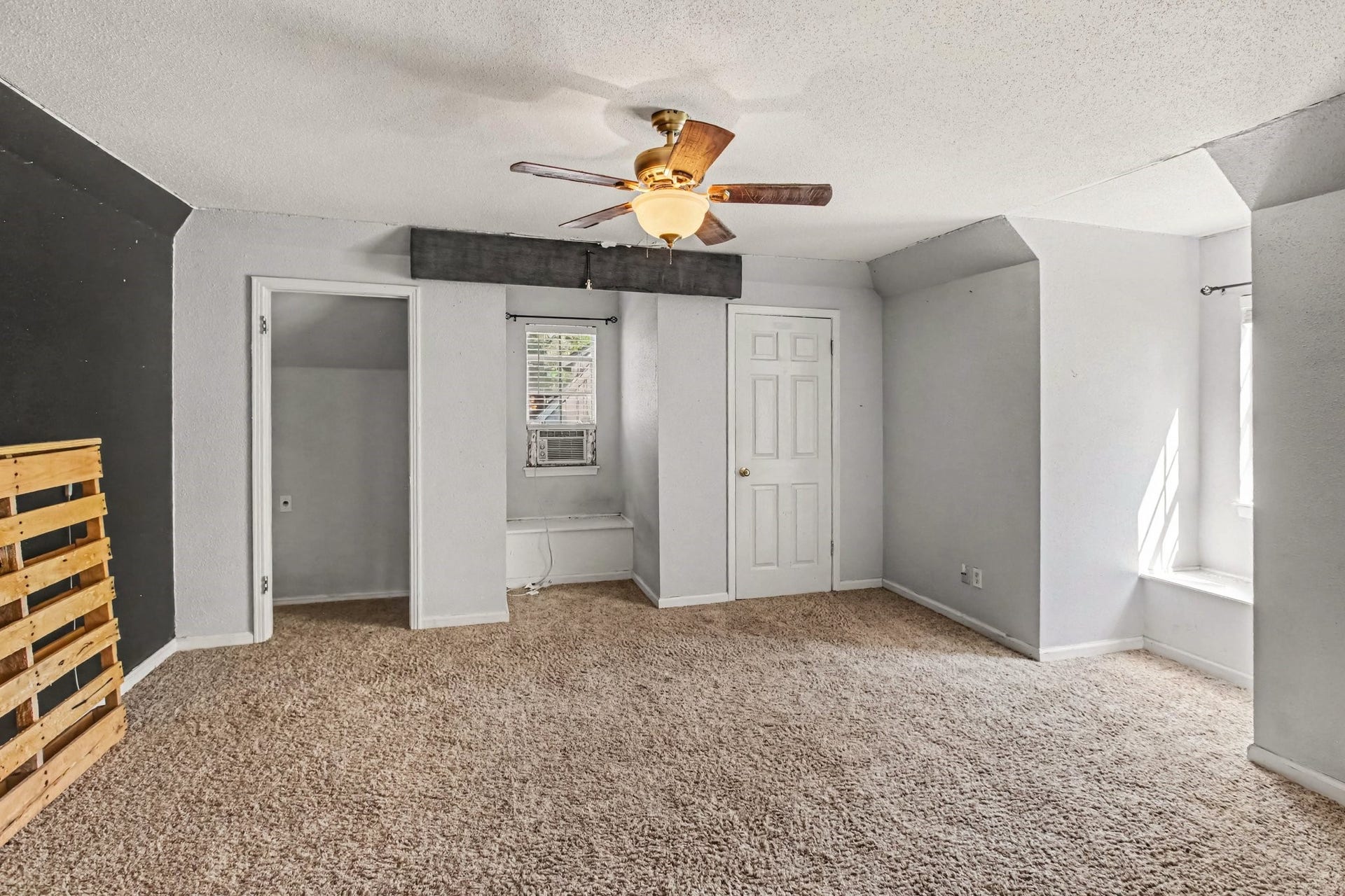 One of two upstairs bedrooms both offer generous closet space