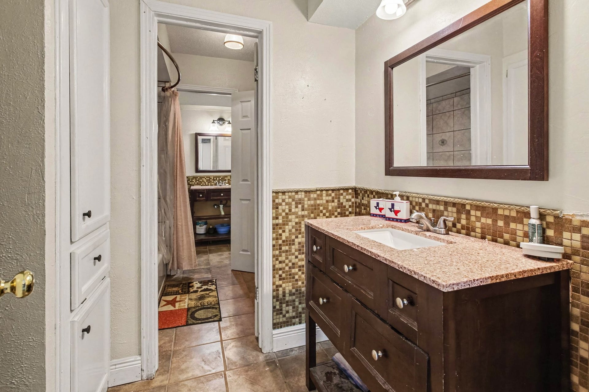 One half of the jack and Jill bathroom upstairs