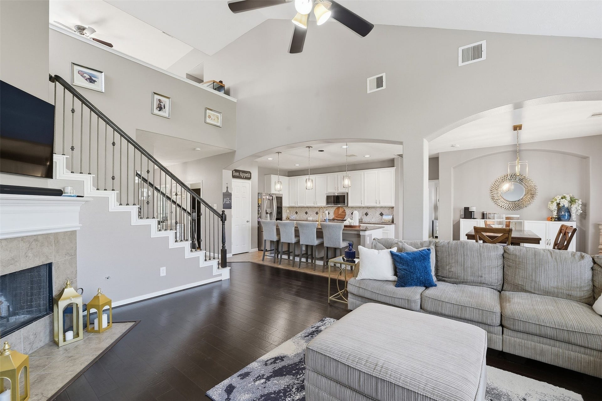 View of the kitchen & breakfast nook from the family room