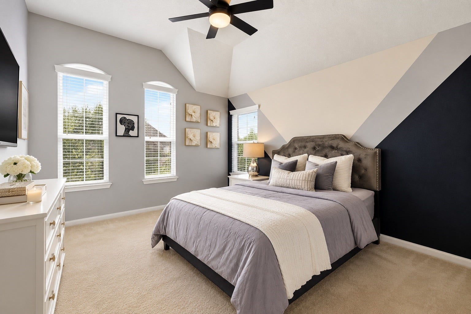 Bedroom #3 offers generous space with high ceilings & lots of natural light
