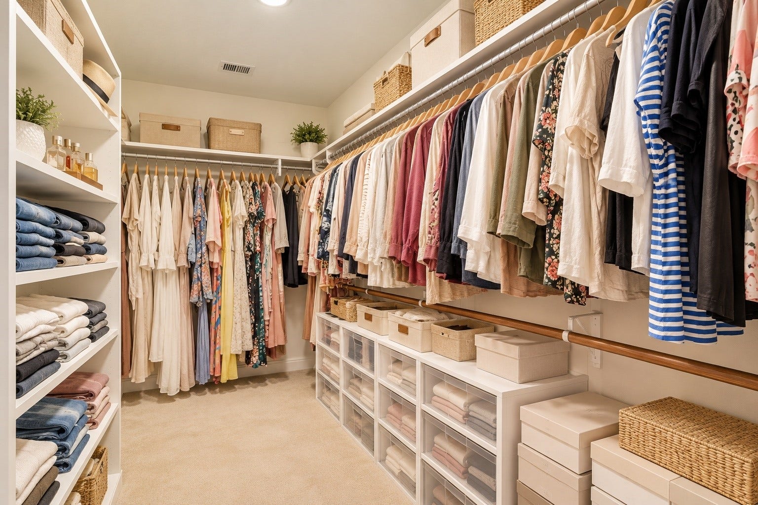 Got stuff? No problem! This expansive walk-in closet offers a generous amount of storage. Just imagine how much more the space could be maximized with a custom closet!
