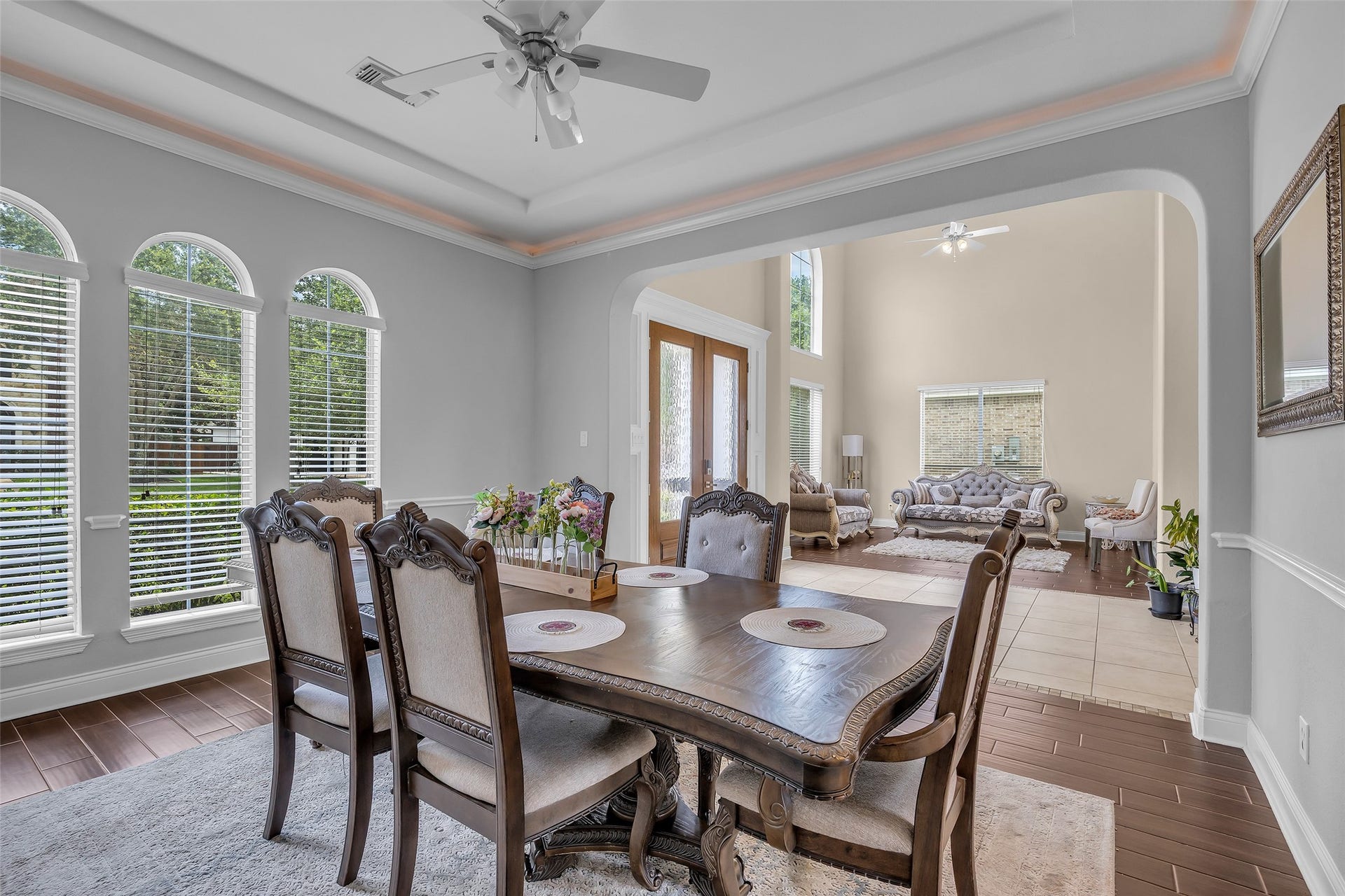 3314 Sussex Way, Friendswood, TX 77546 Its spacious layout and shiny brown tile flooring add warmth and style.