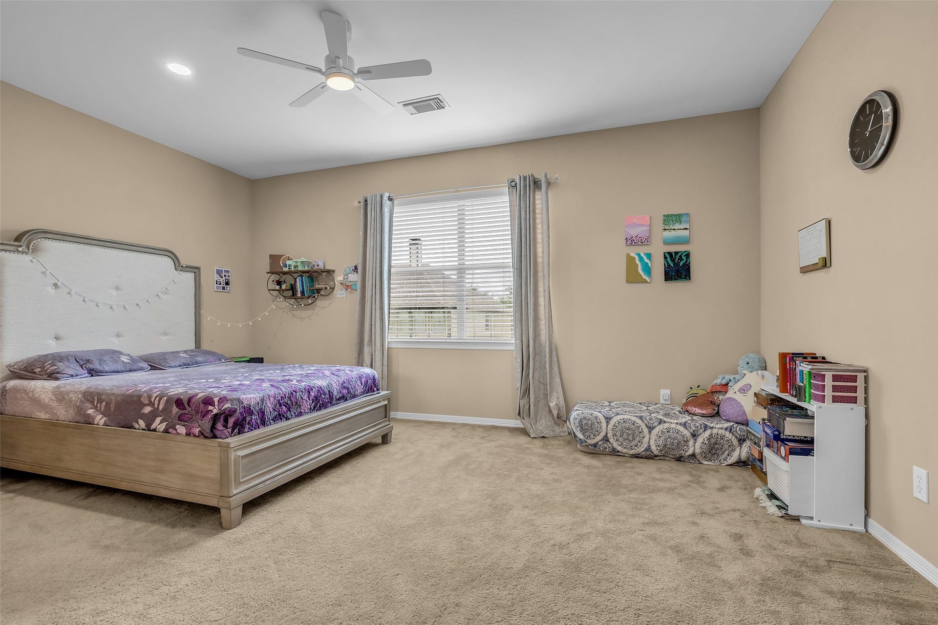 3314 Sussex Way, Friendswood, TX 77546 Largest bedroom on the second floor featuring carpeted flooring and a window overlooking the backyard. This room shares a bathroom with another bedroom.